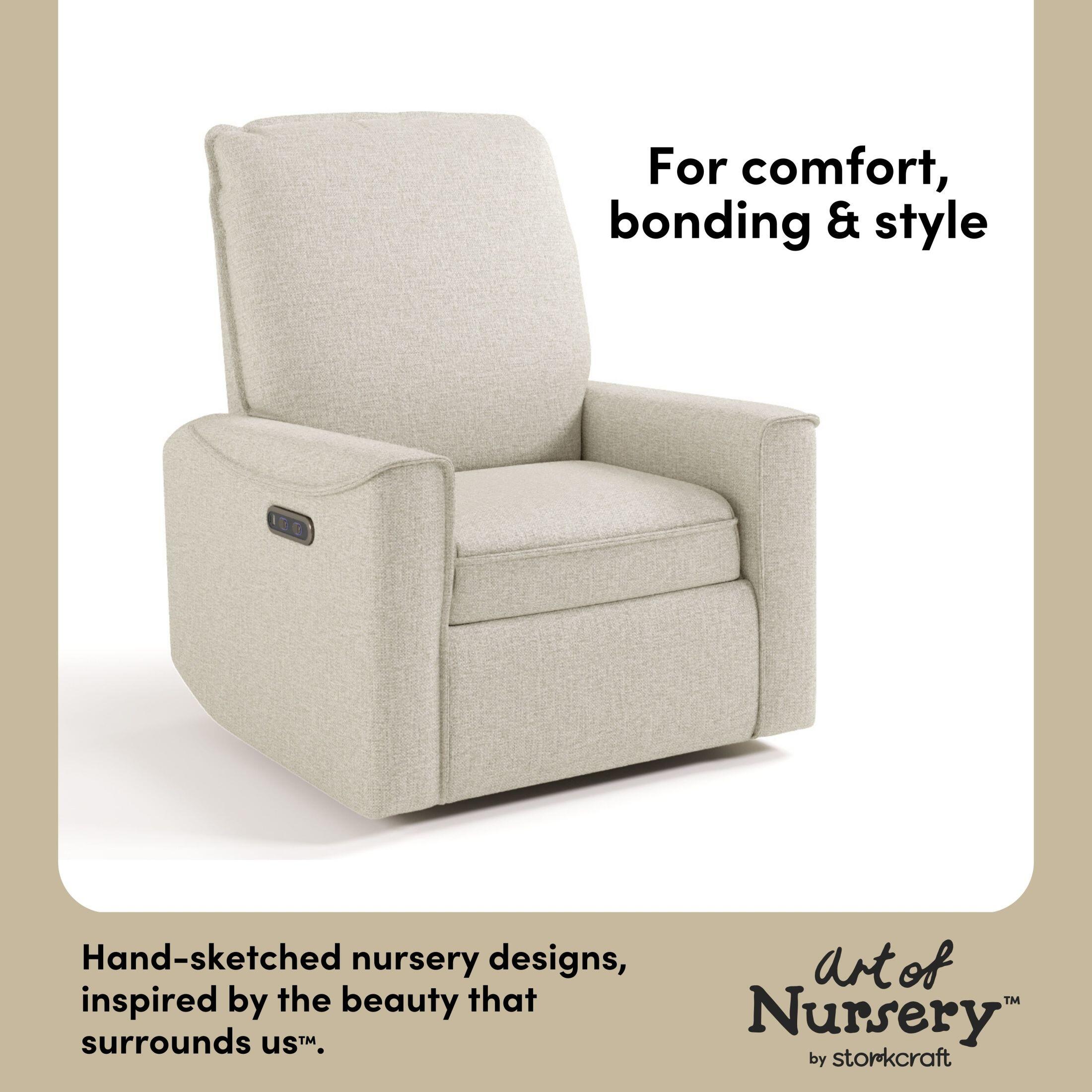 Storkcraft Santos Power Swivel Glider Recliner, Dune, large