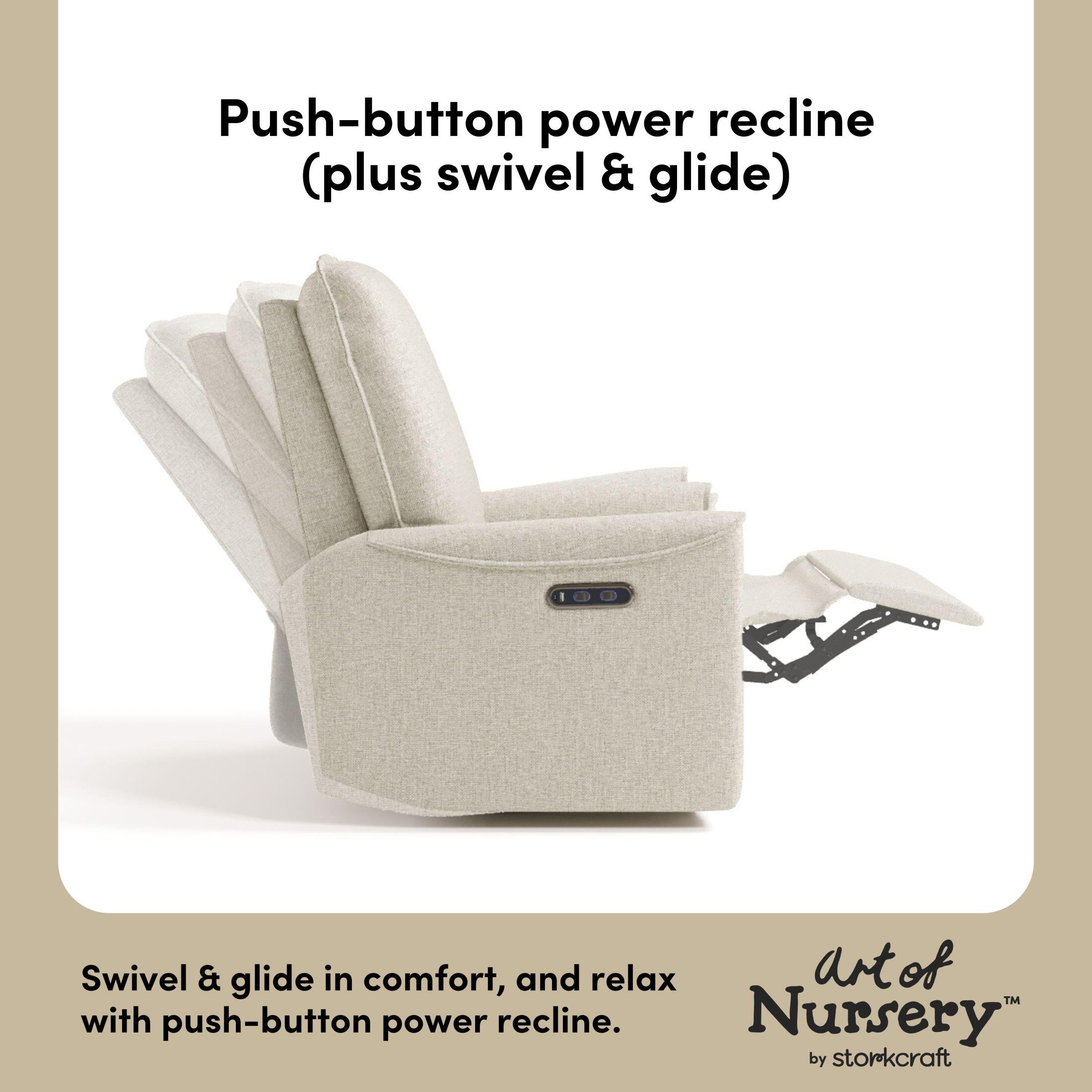 Storkcraft Santos Power Swivel Glider Recliner, Dune, large