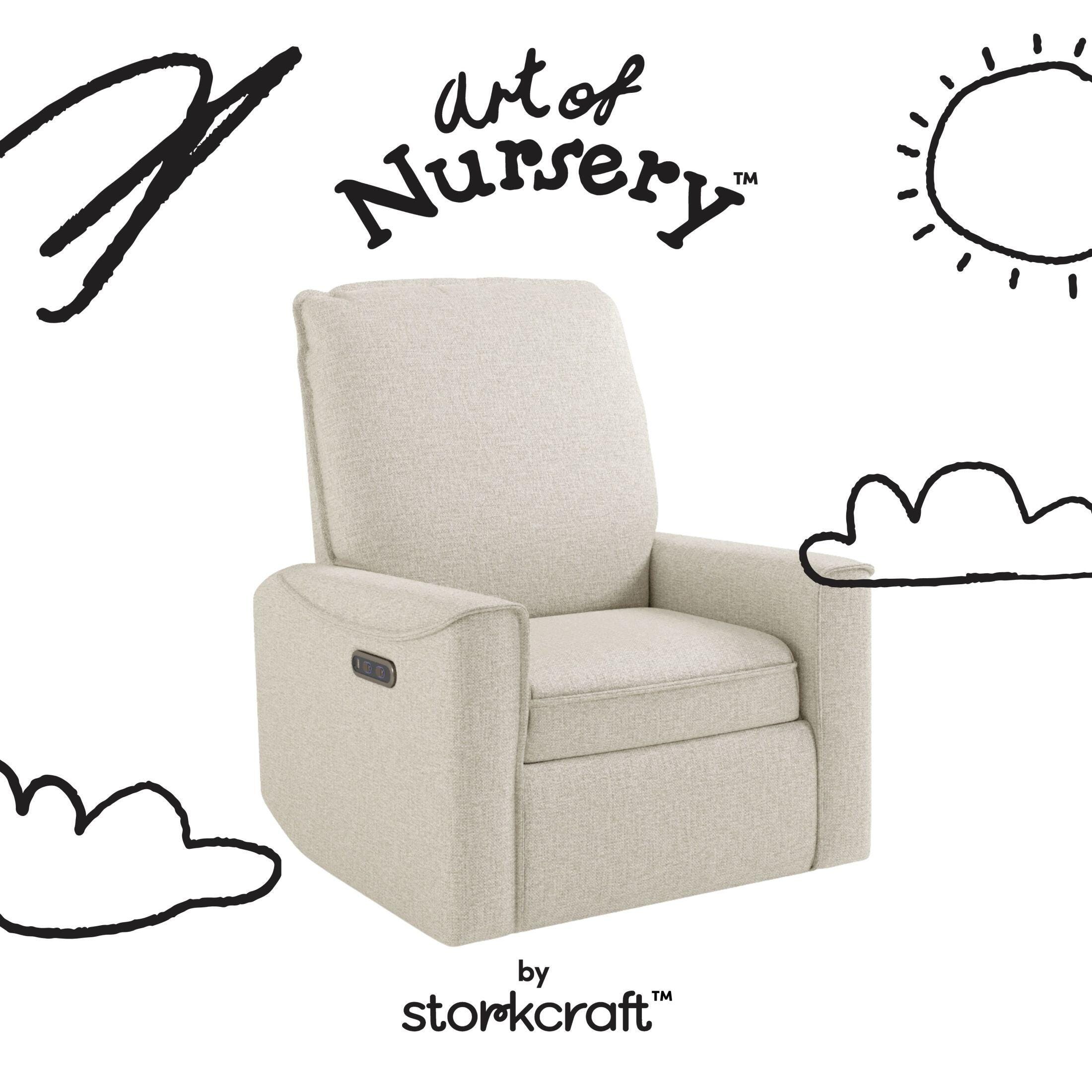 Storkcraft Santos Power Swivel Glider Recliner, Dune, large