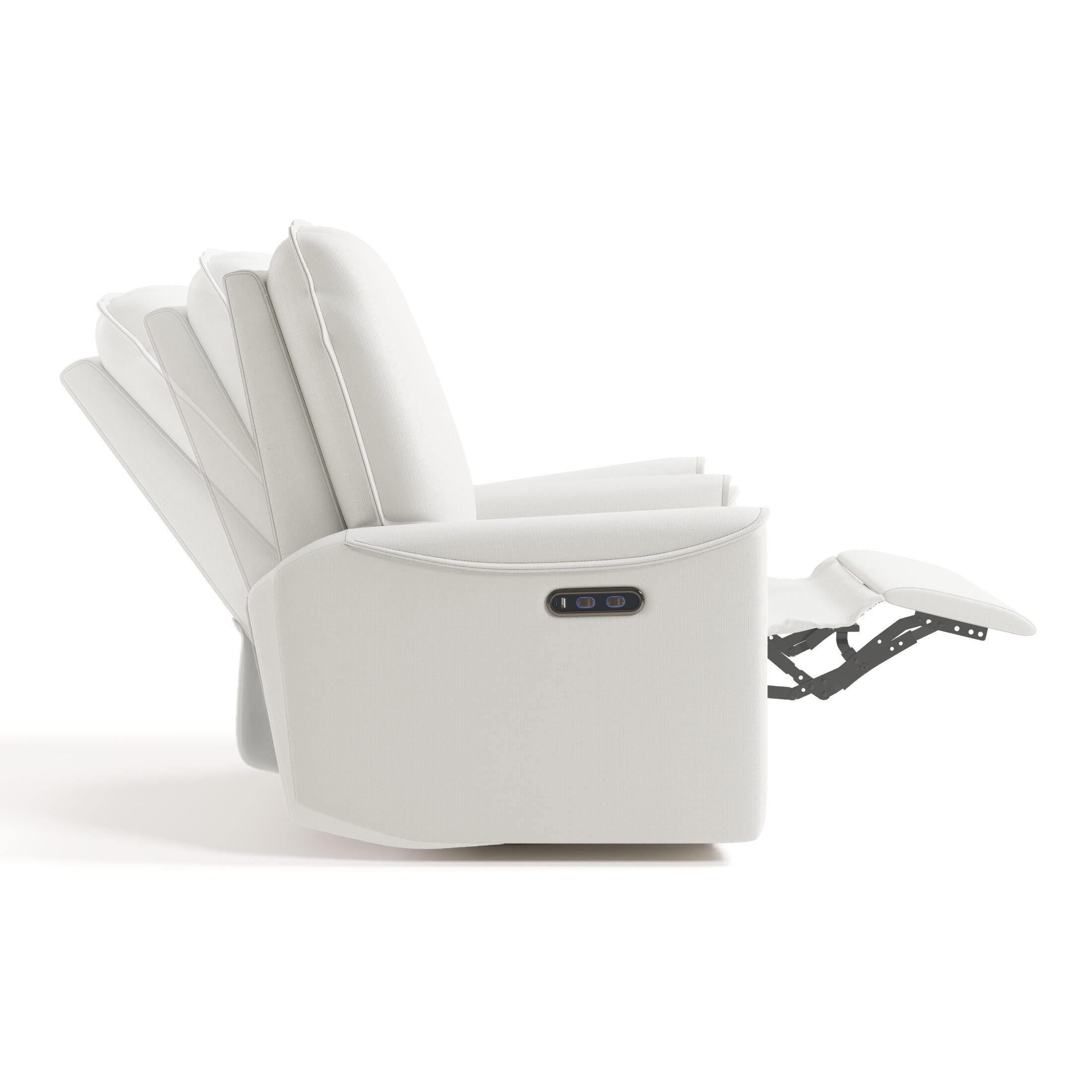 Storkcraft Santos Power Swivel Glider Recliner, Ivory Basketweave, large