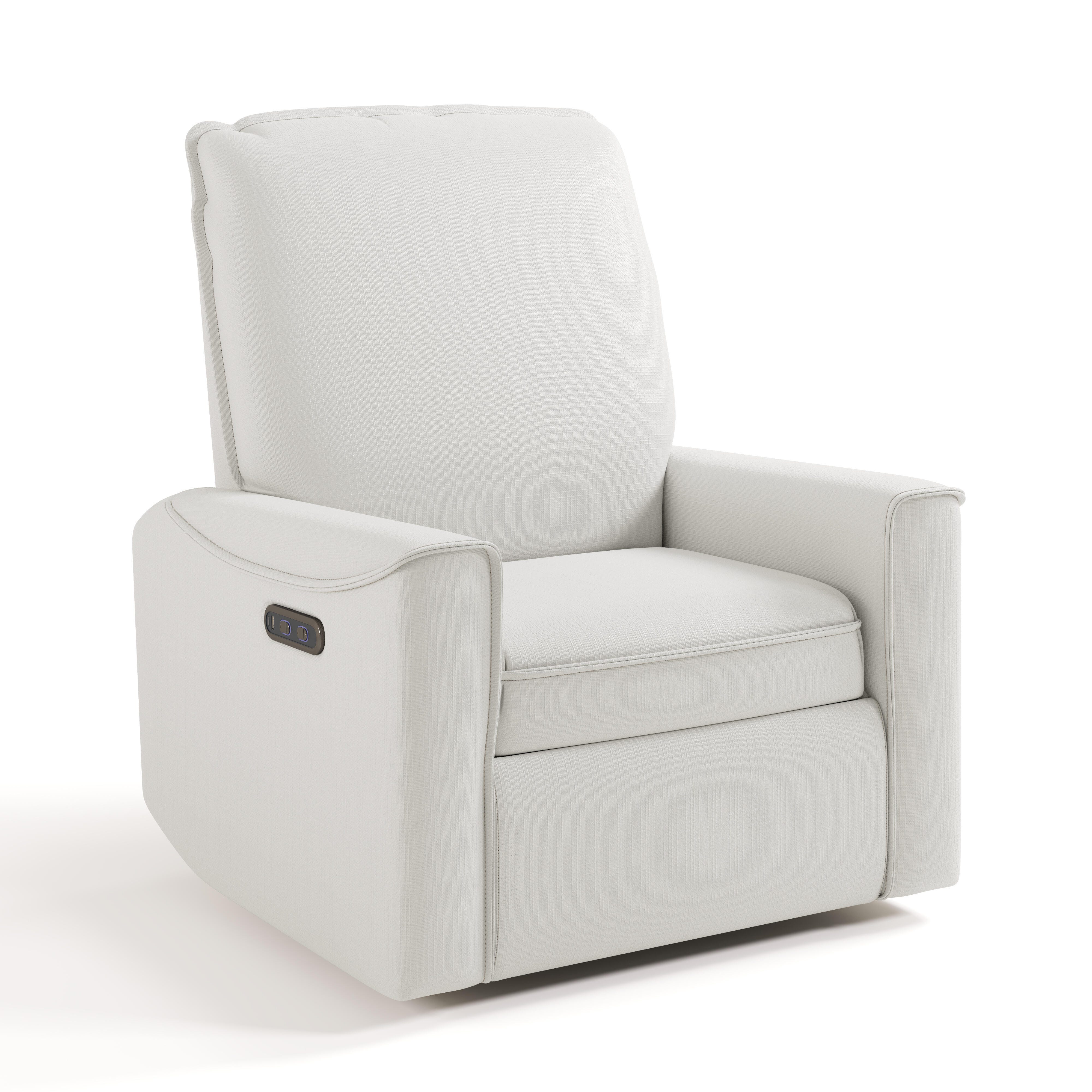 Storkcraft Santos Power Swivel Glider Recliner, Ivory Basketweave, large