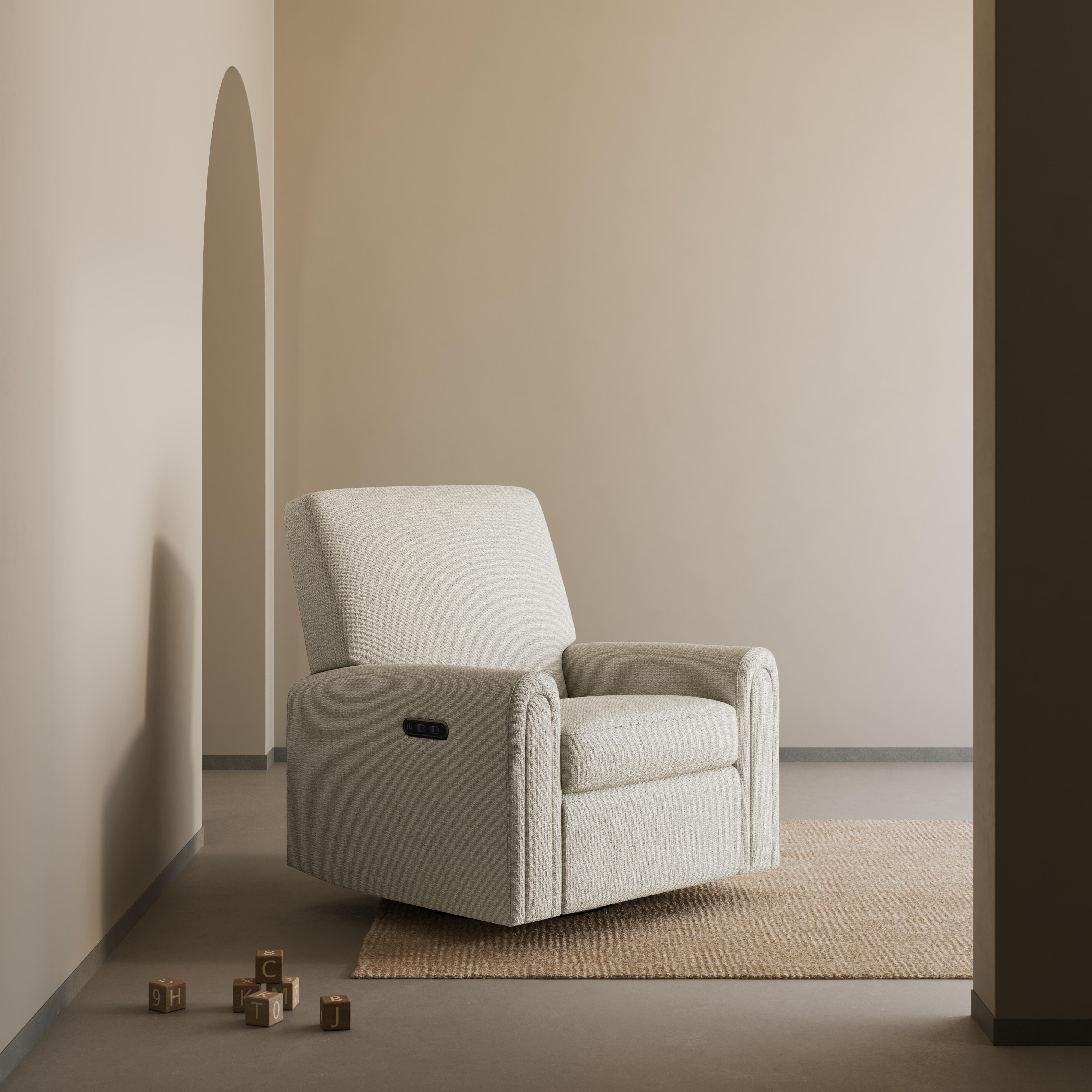 Storkcraft Sicily Power Swivel Glider Recliner, Dune, large
