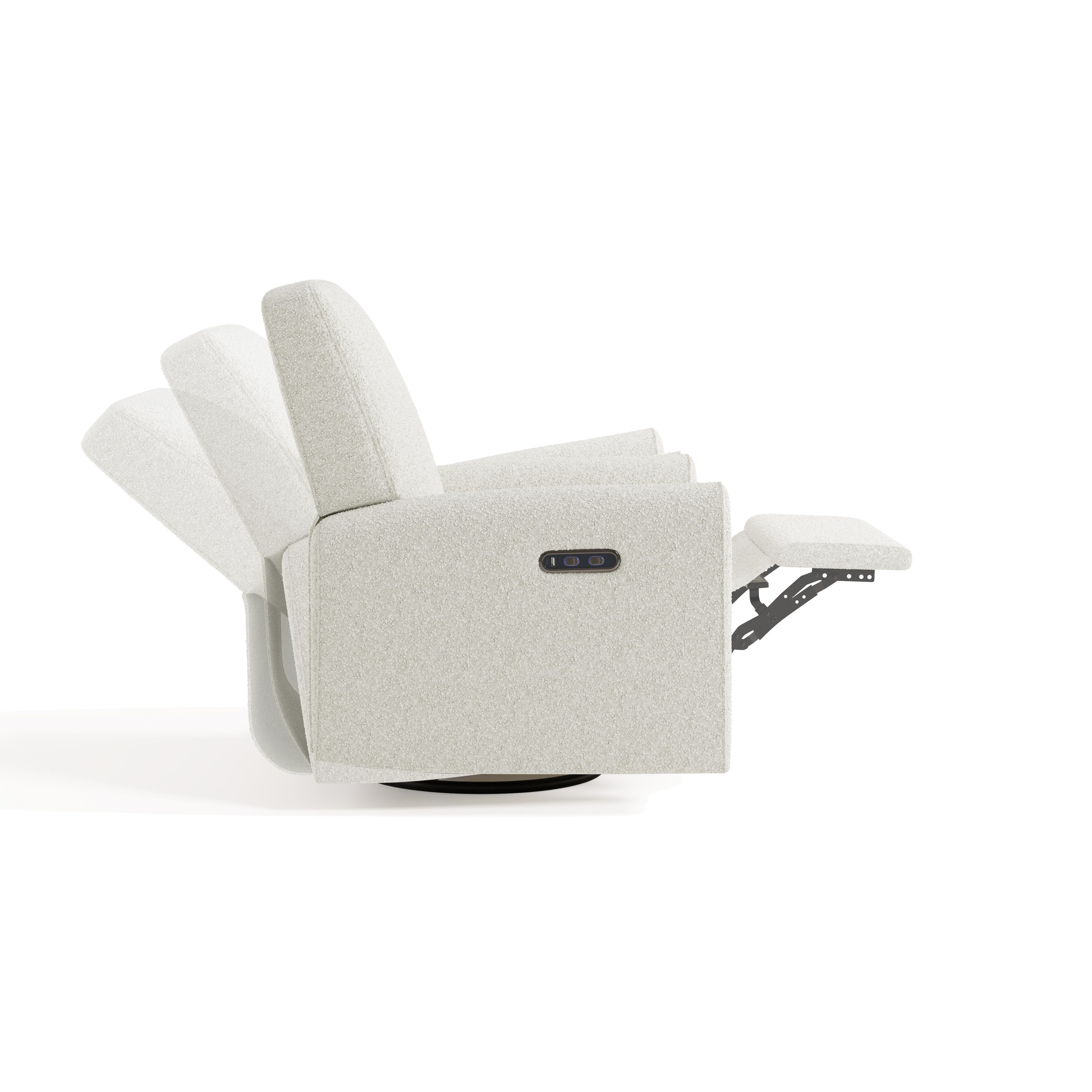 Storkcraft Sicily Solid Power Swivel Glider Recliner, Ivory, large