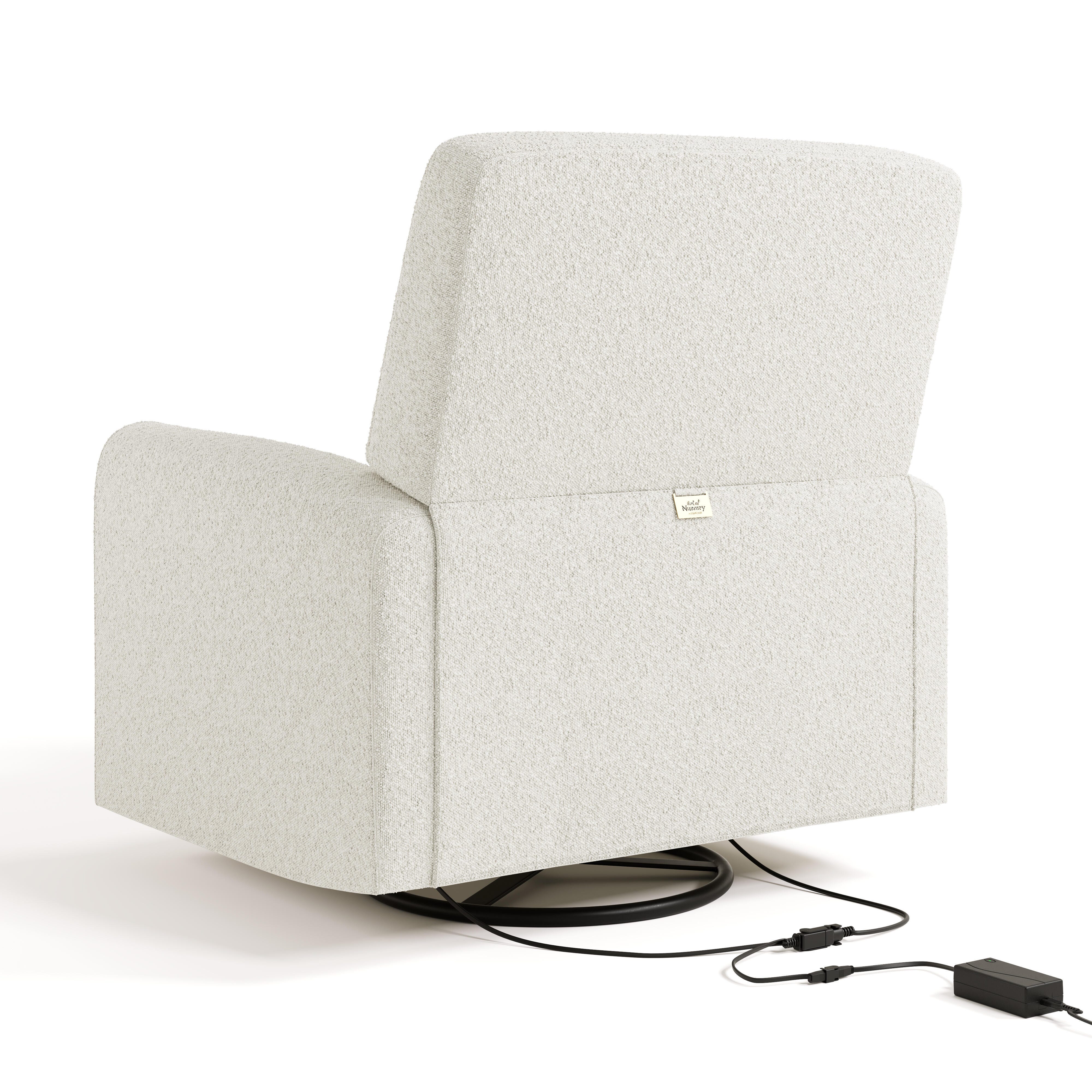 Storkcraft Sicily Solid Power Swivel Glider Recliner, Ivory, large