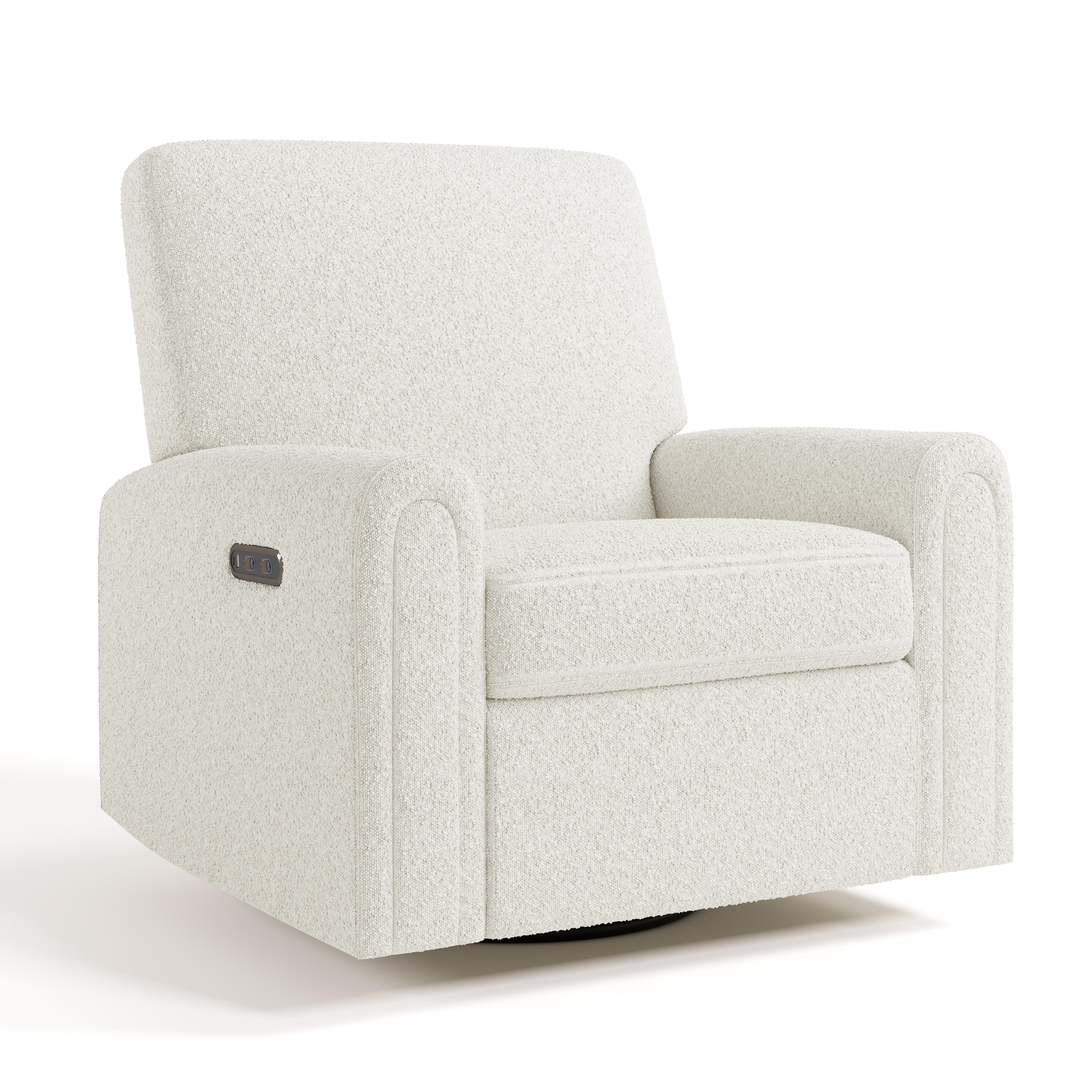 Storkcraft Sicily Solid Power Swivel Glider Recliner, Ivory, large