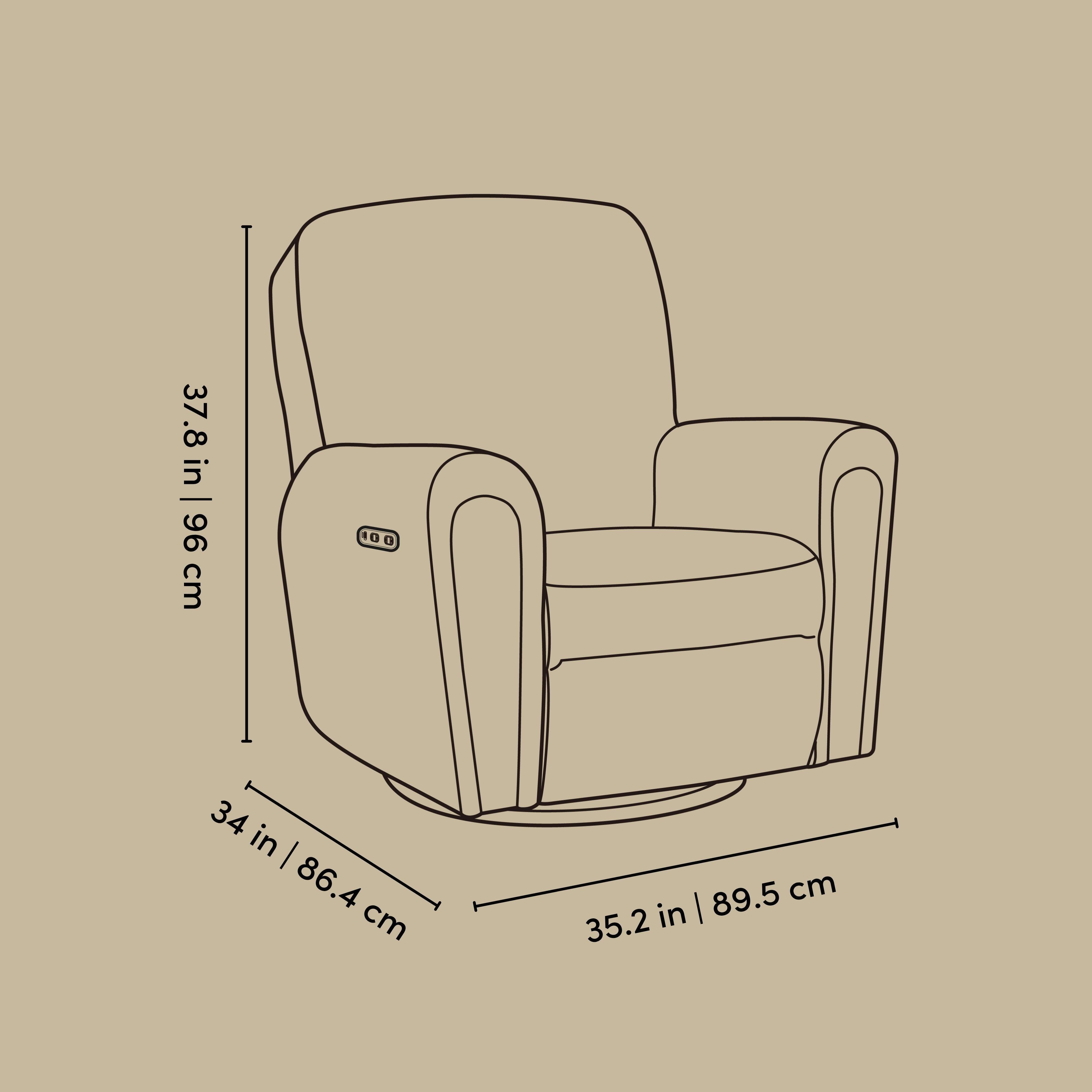 Storkcraft Sicily Solid Power Swivel Glider Recliner, Ivory, large