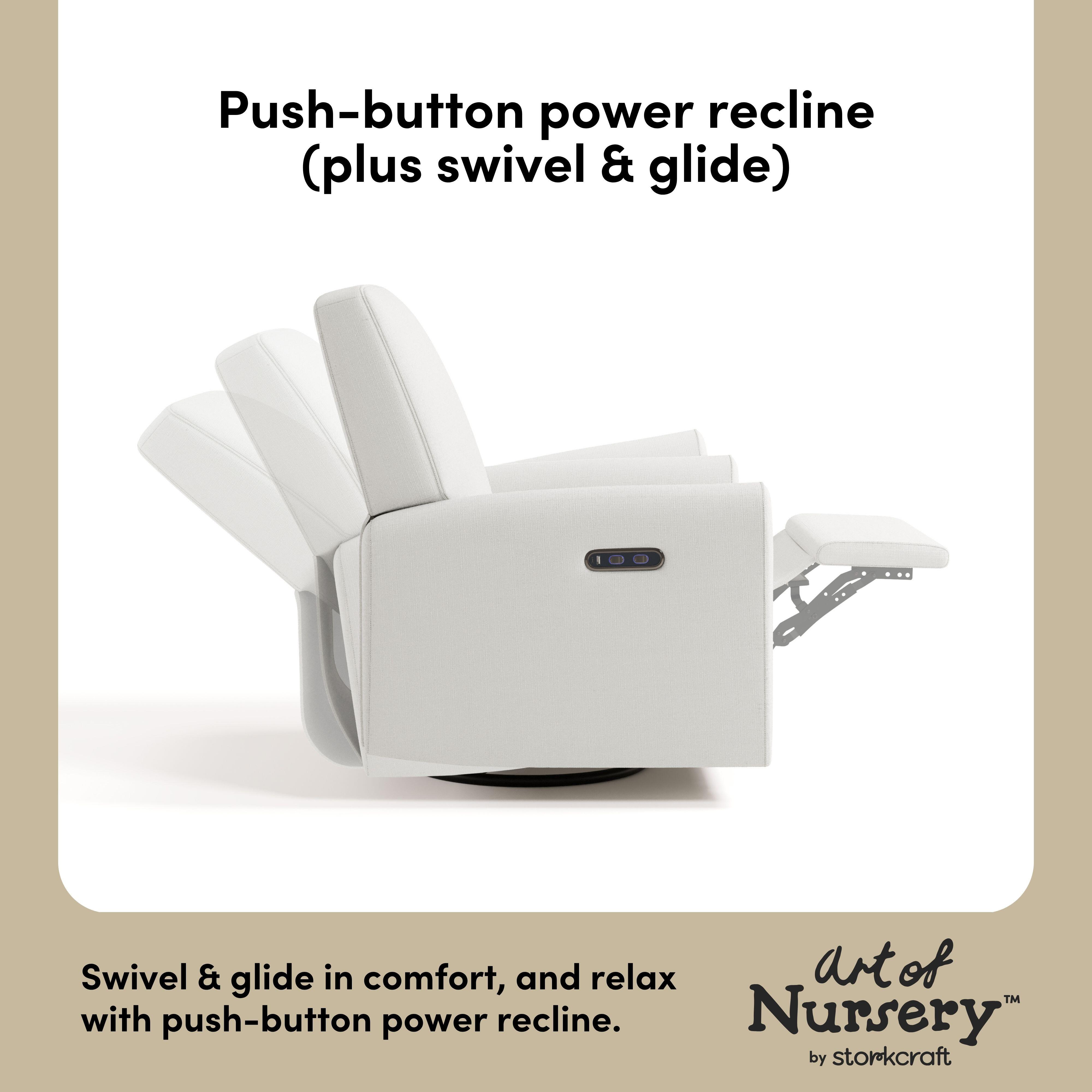 Storkcraft Sicily Power Swivel Glider Recliner, Cream, large