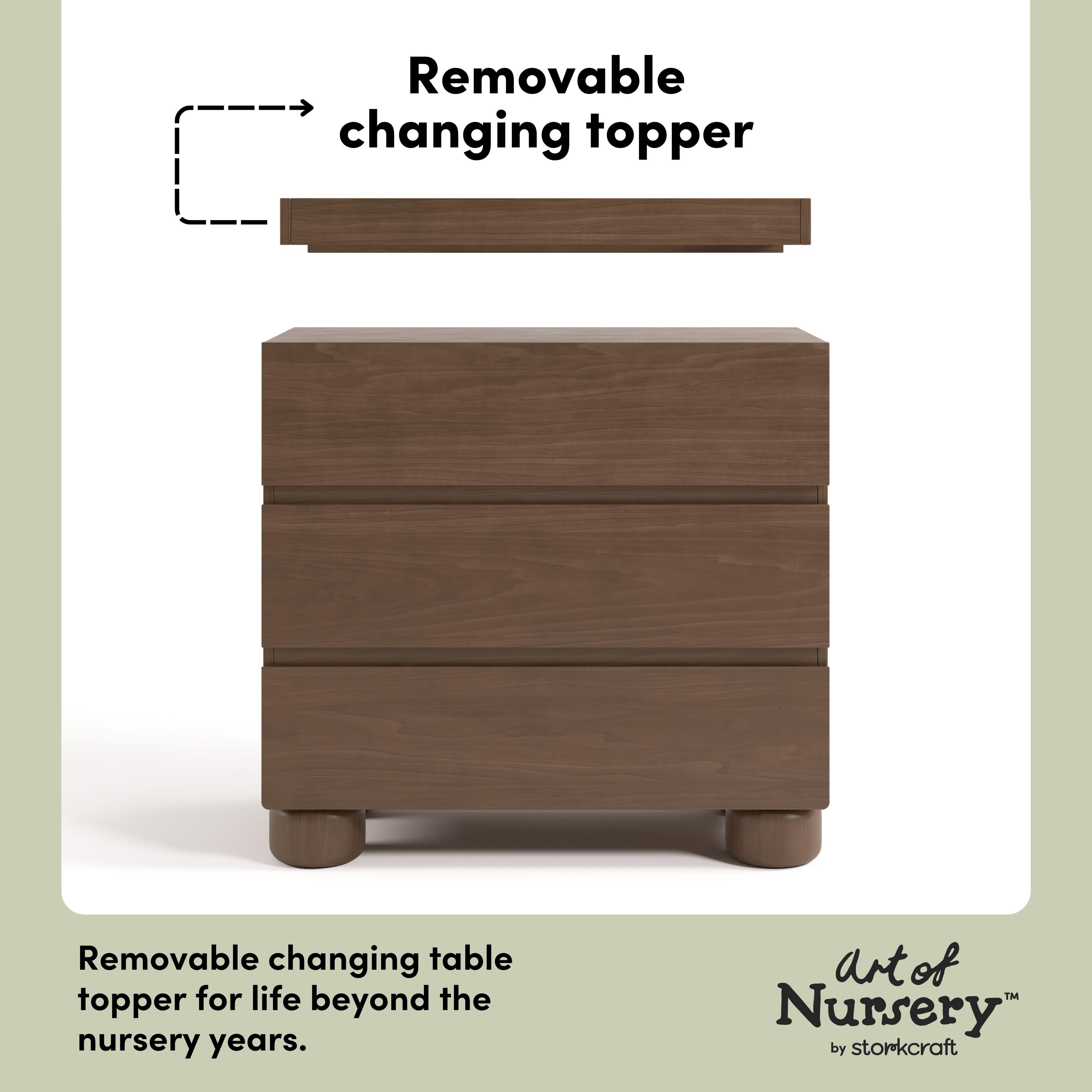 Storkcraft Sorrento 3 Drawer Chest with Changing Topper, Hazelnut, large