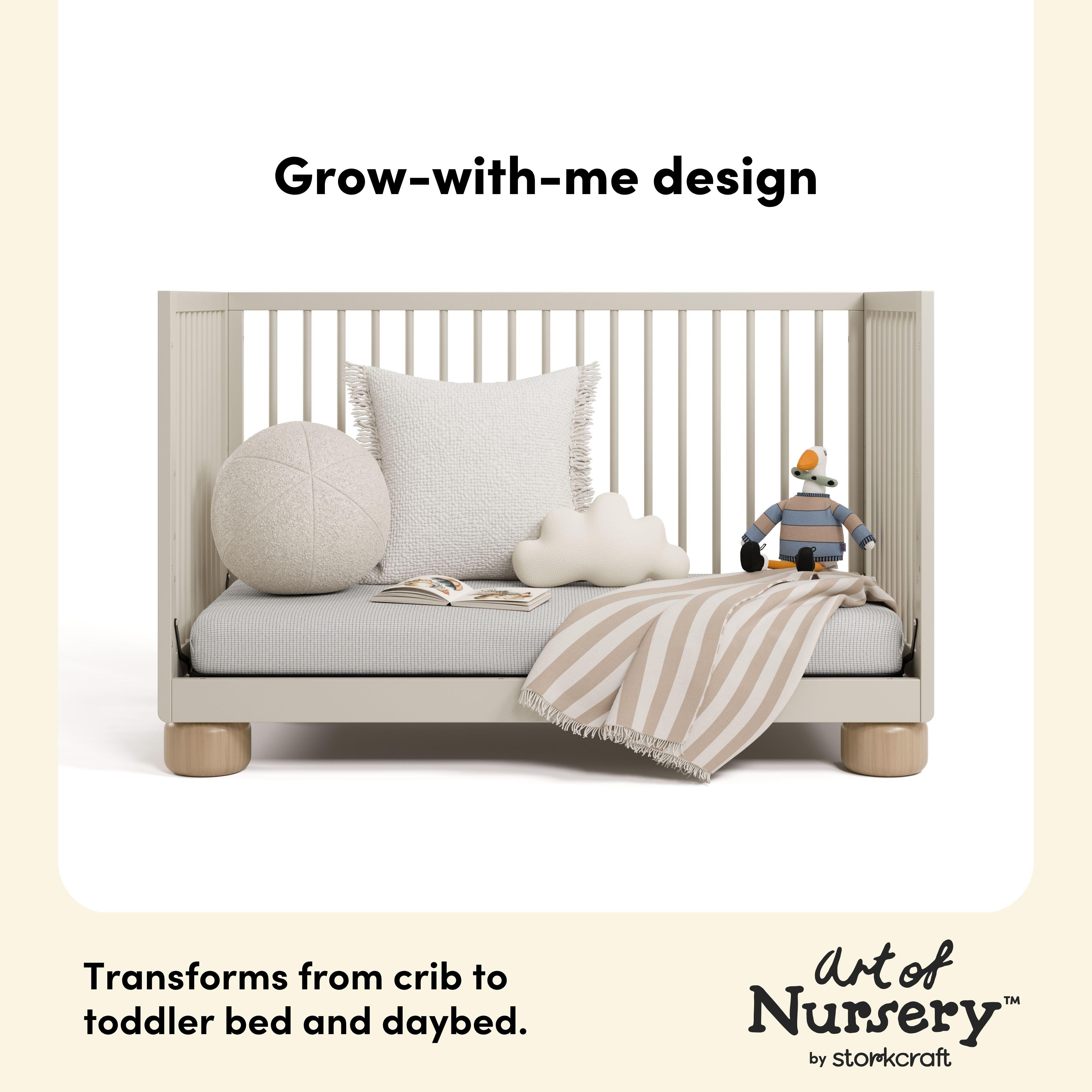 Storkcraft Sorrento 3-in-1 Convertible Crib, Frosted Oat/Driftwood, large