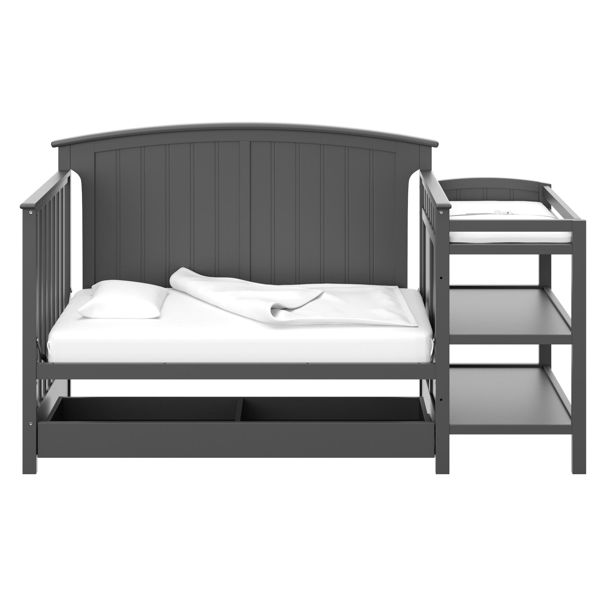 Storkcraft Steveston 4-in-1 Convertible Crib and Changer with Storage Drawer, Gray, large