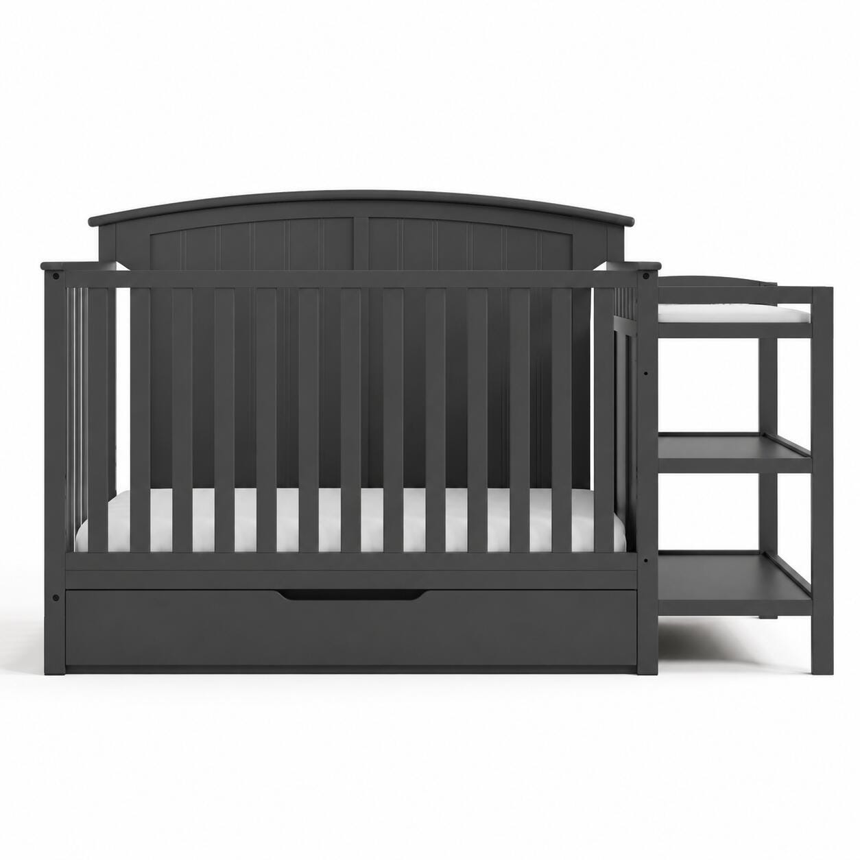 Storkcraft Steveston 4-in-1 Convertible Crib and Changer with Storage Drawer, Gray, large