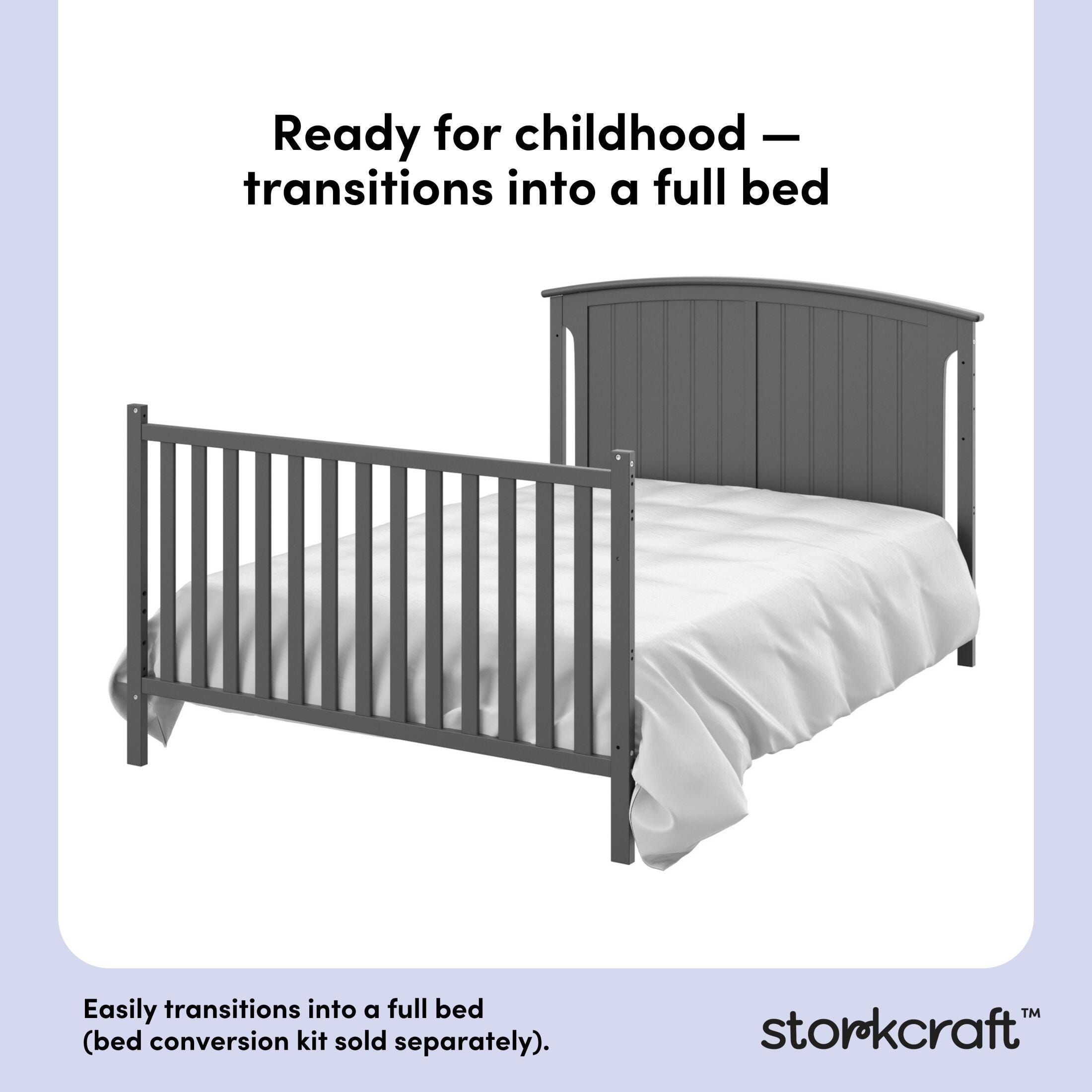 Storkcraft Steveston 4-in-1 Convertible Crib and Changer with Storage Drawer, Gray, large