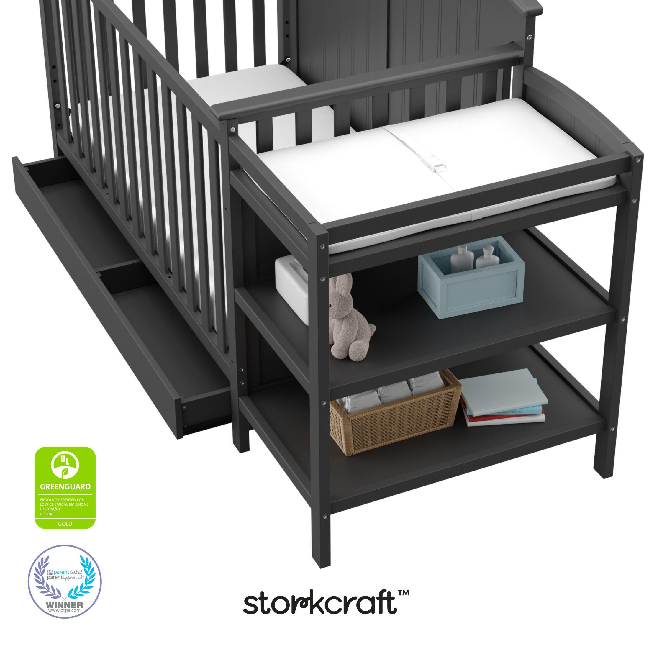 Storkcraft Steveston 4-in-1 Convertible Crib and Changer with Storage Drawer, Gray, large
