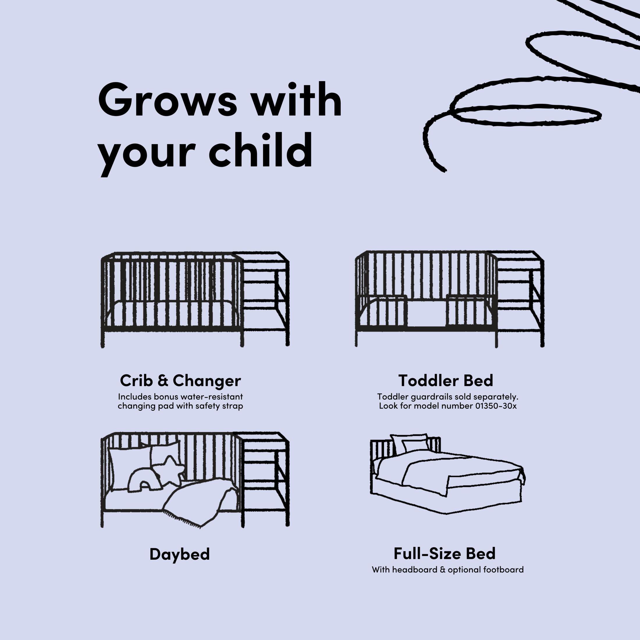 Storkcraft Steveston 4-in-1 Convertible Crib and Changer with Storage Drawer, Gray, large
