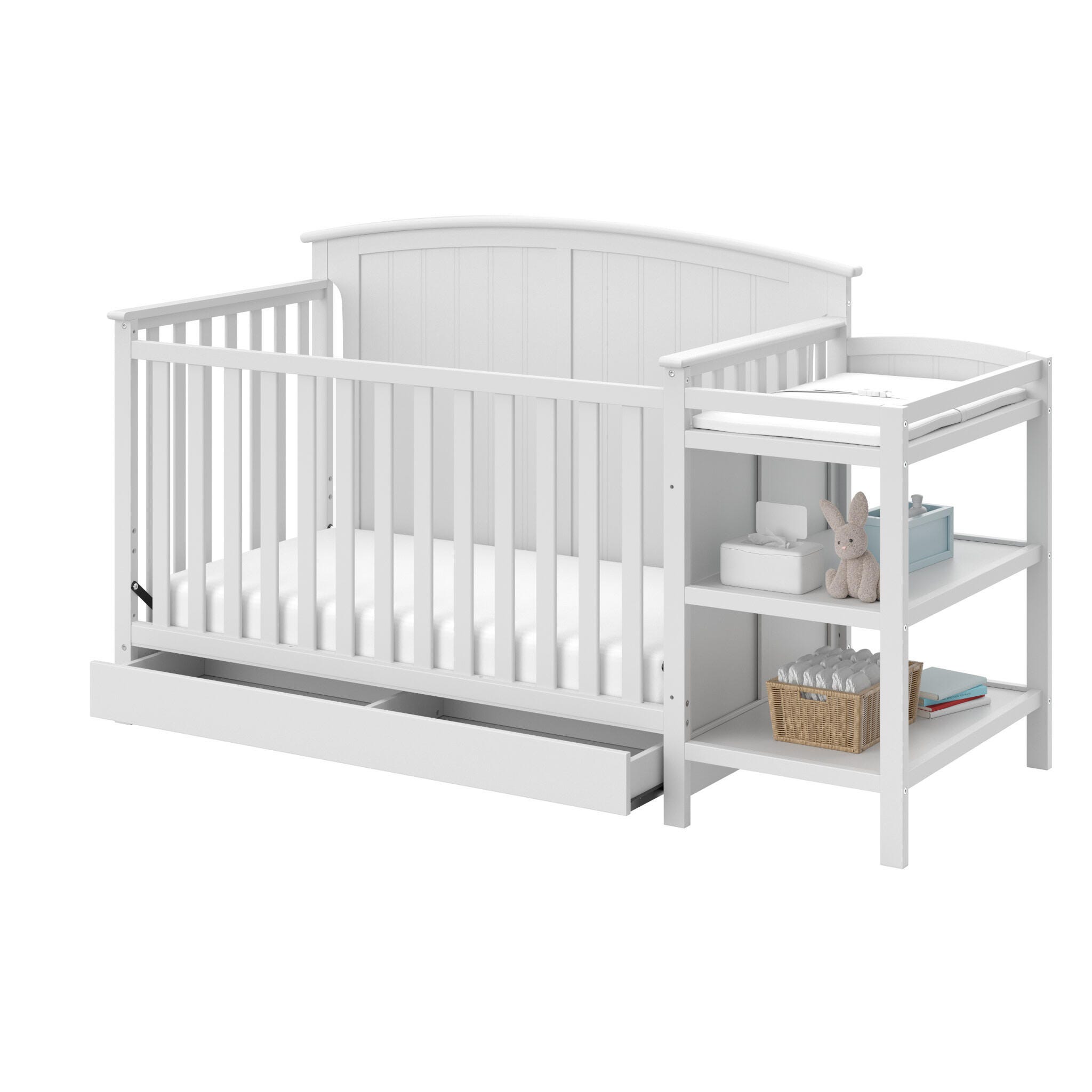 Storkcraft Steveston 4-in-1 Convertible Crib and Changer with Storage Drawer, White, large