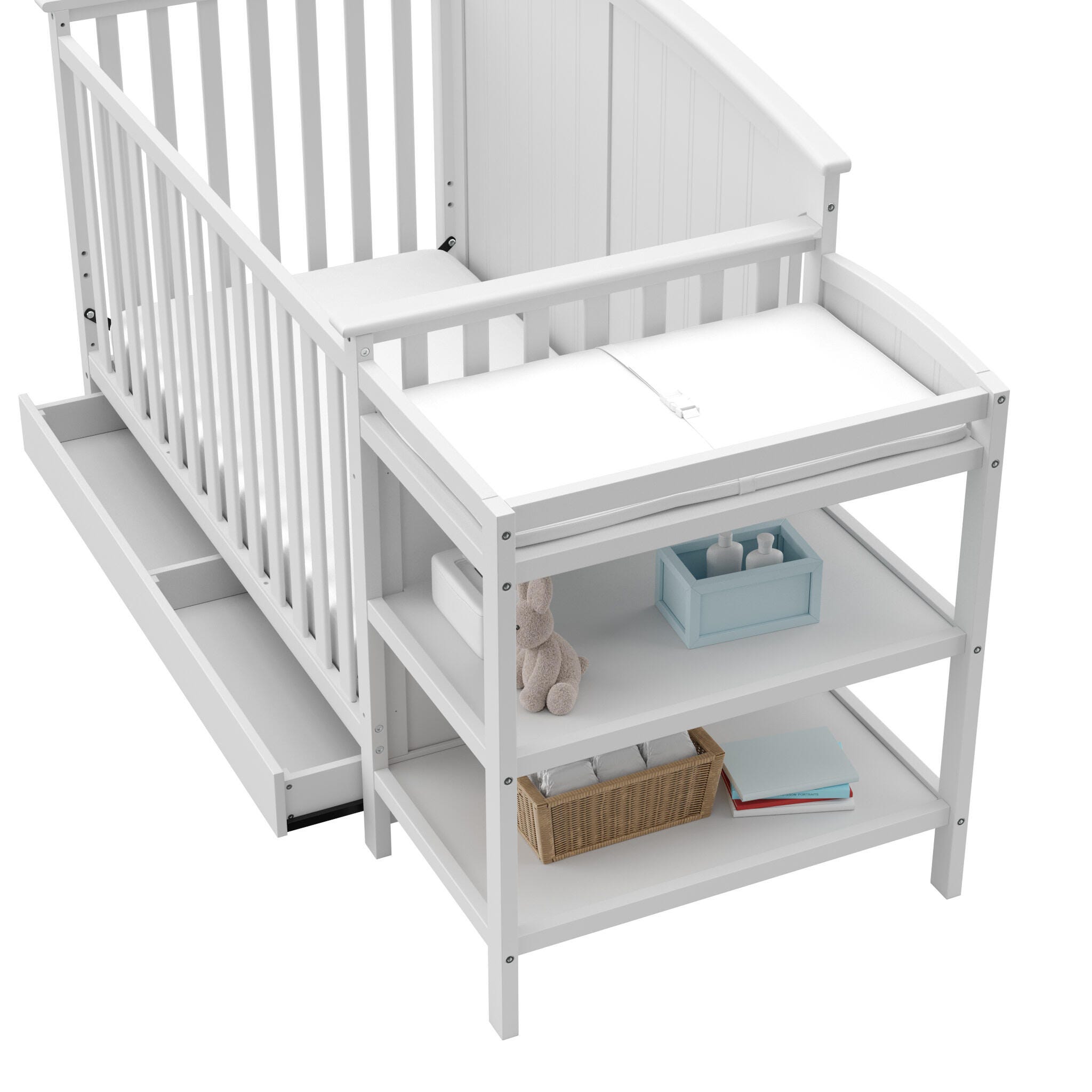 Storkcraft Steveston 4-in-1 Convertible Crib and Changer with Storage Drawer, White, large