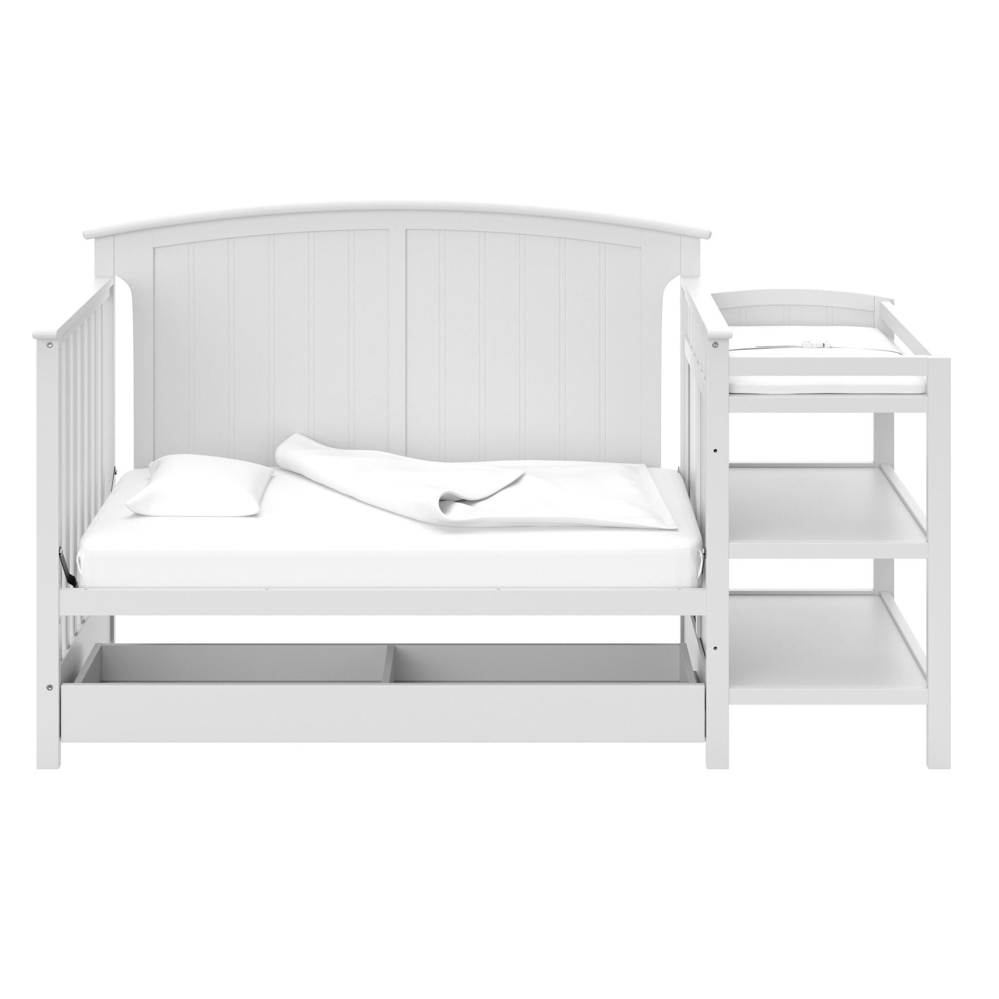 Storkcraft Steveston 4-in-1 Convertible Crib and Changer with Storage Drawer, White, large