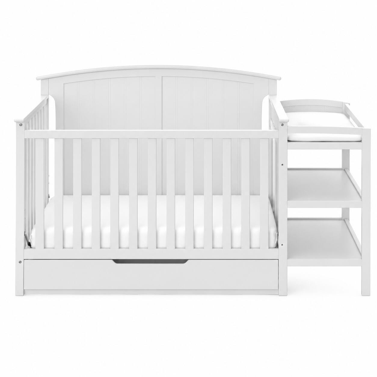 Storkcraft Steveston 4-in-1 Convertible Crib and Changer with Storage Drawer, White, large