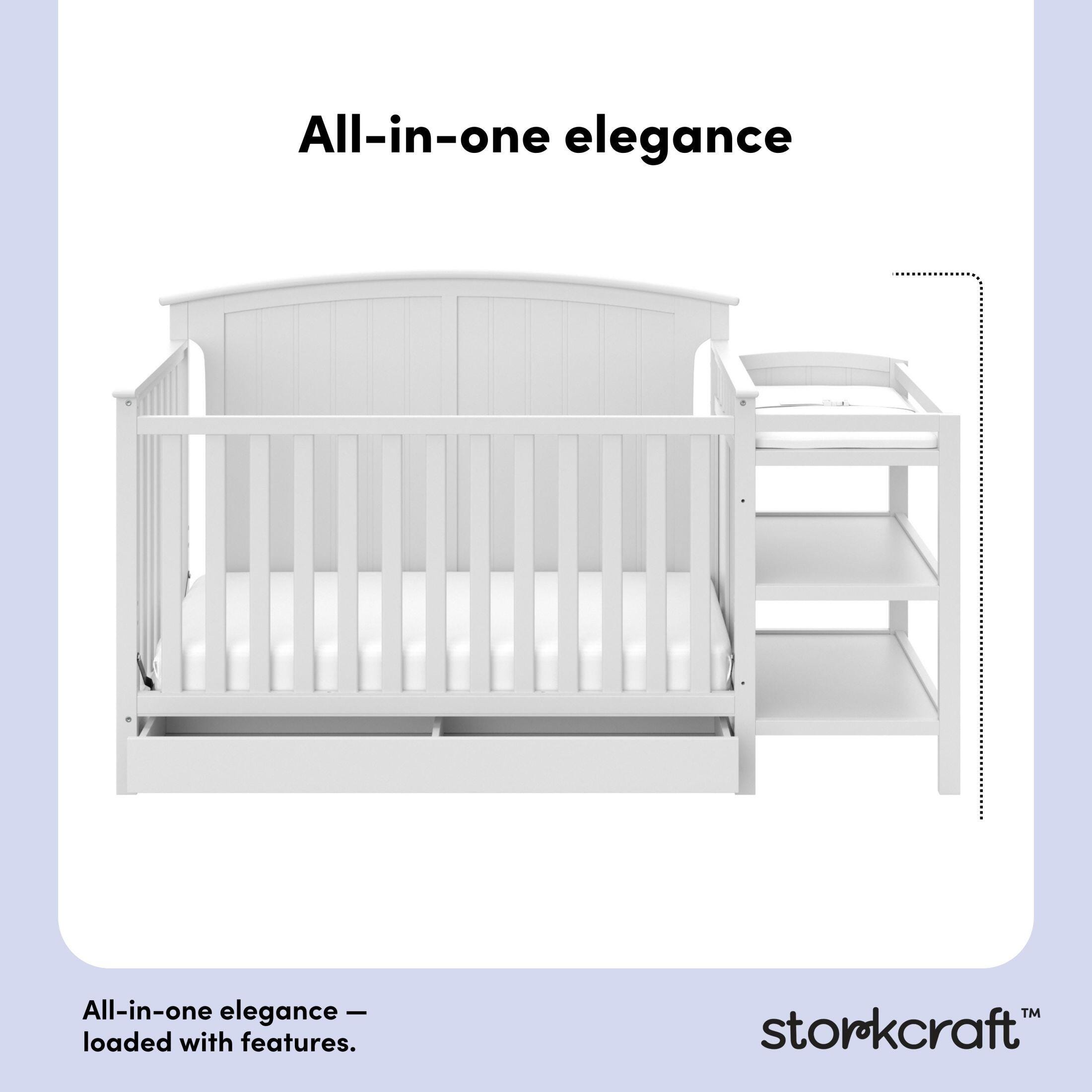 Storkcraft Steveston 4-in-1 Convertible Crib and Changer with Storage Drawer, White, large