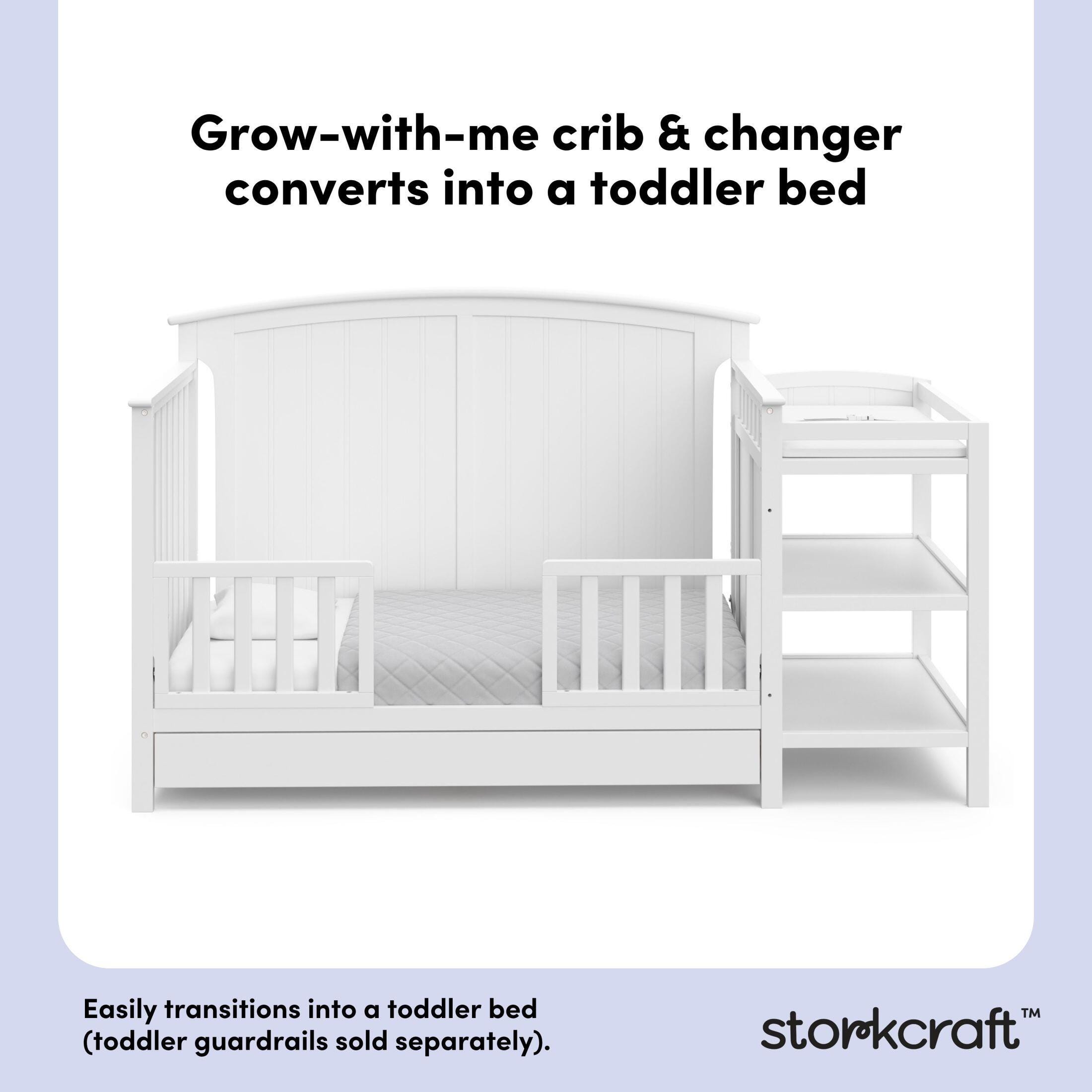 Storkcraft Steveston 4-in-1 Convertible Crib and Changer with Storage Drawer, White, large