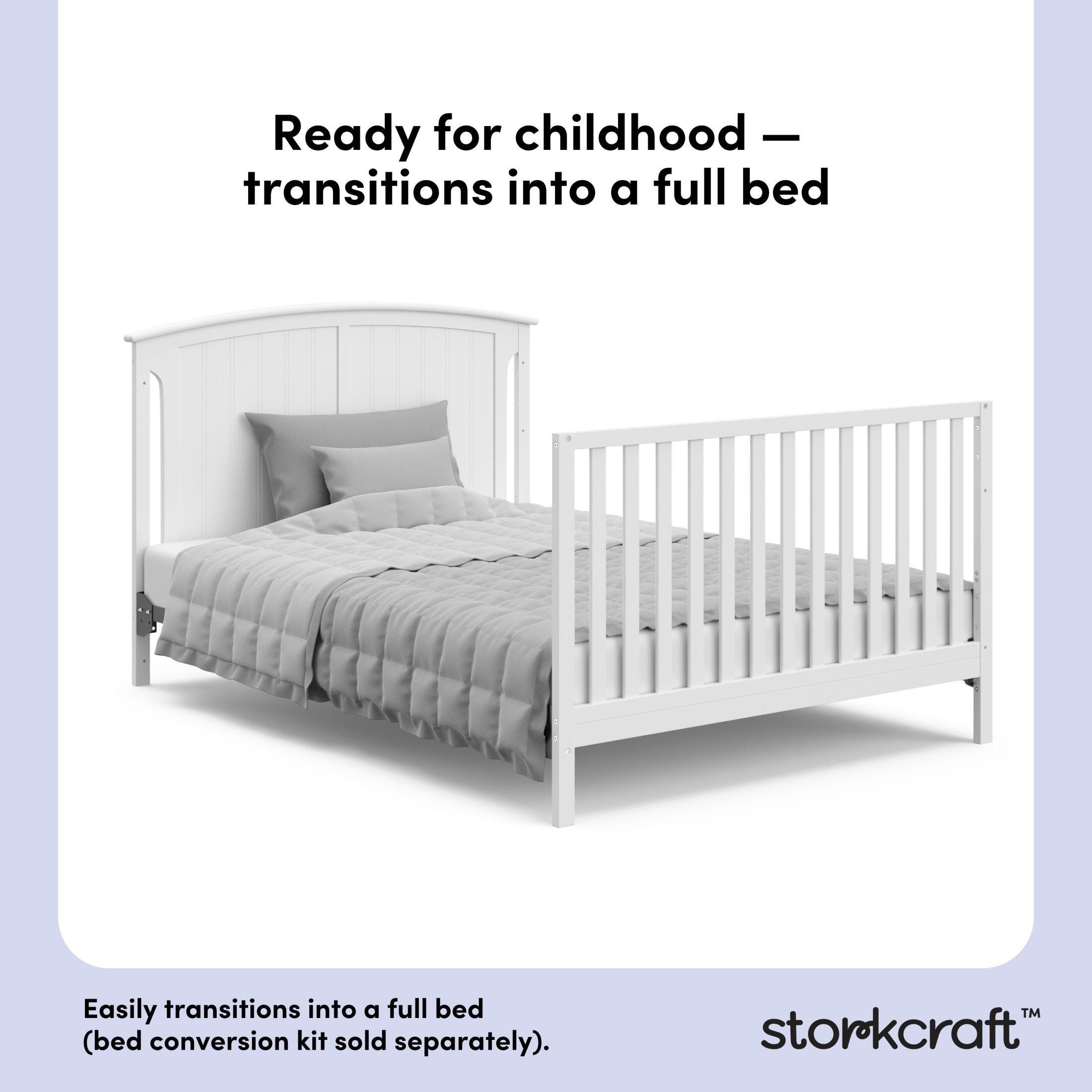 Storkcraft Steveston 4-in-1 Convertible Crib and Changer with Storage Drawer, White, large