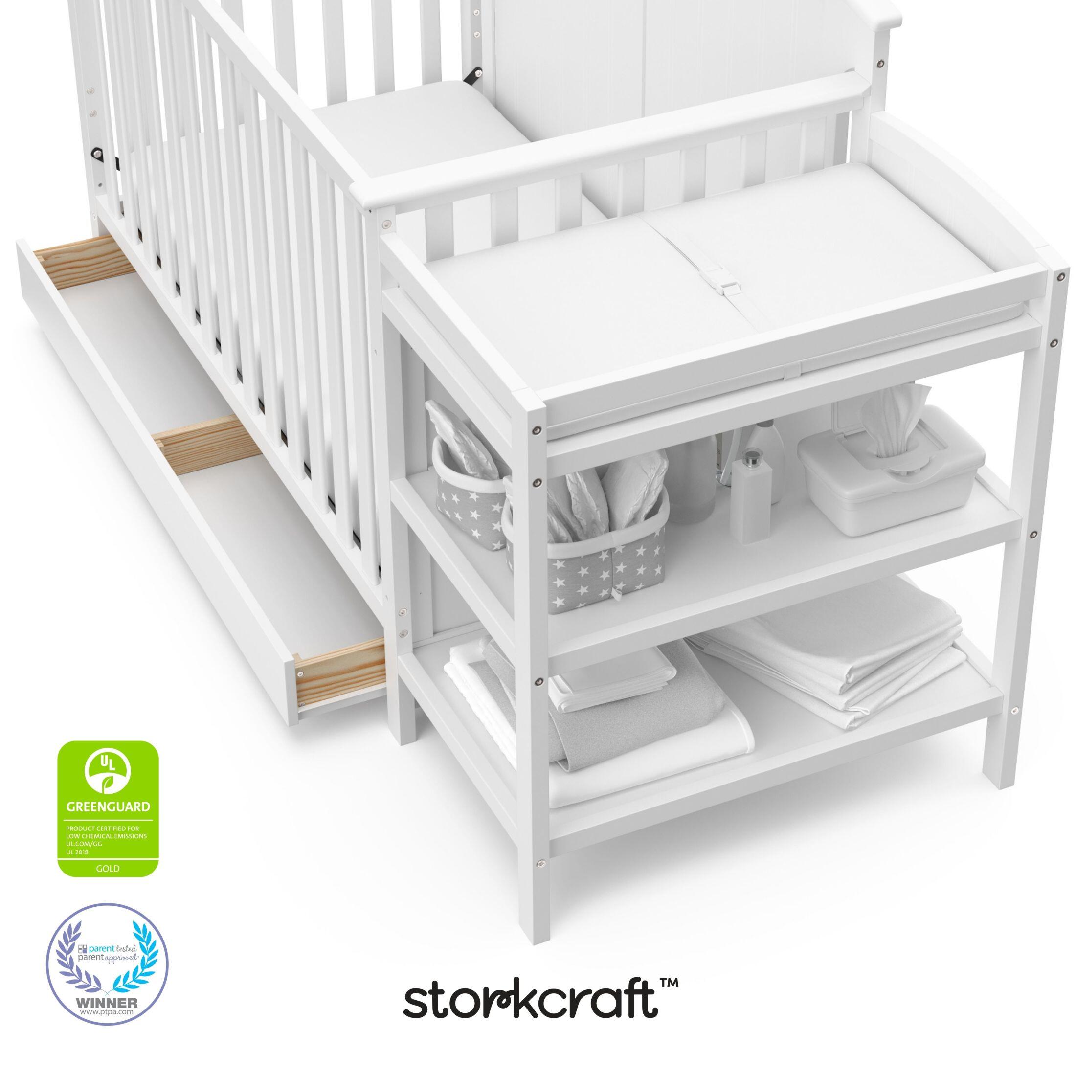 Storkcraft Steveston 4-in-1 Convertible Crib and Changer with Storage Drawer, White, large