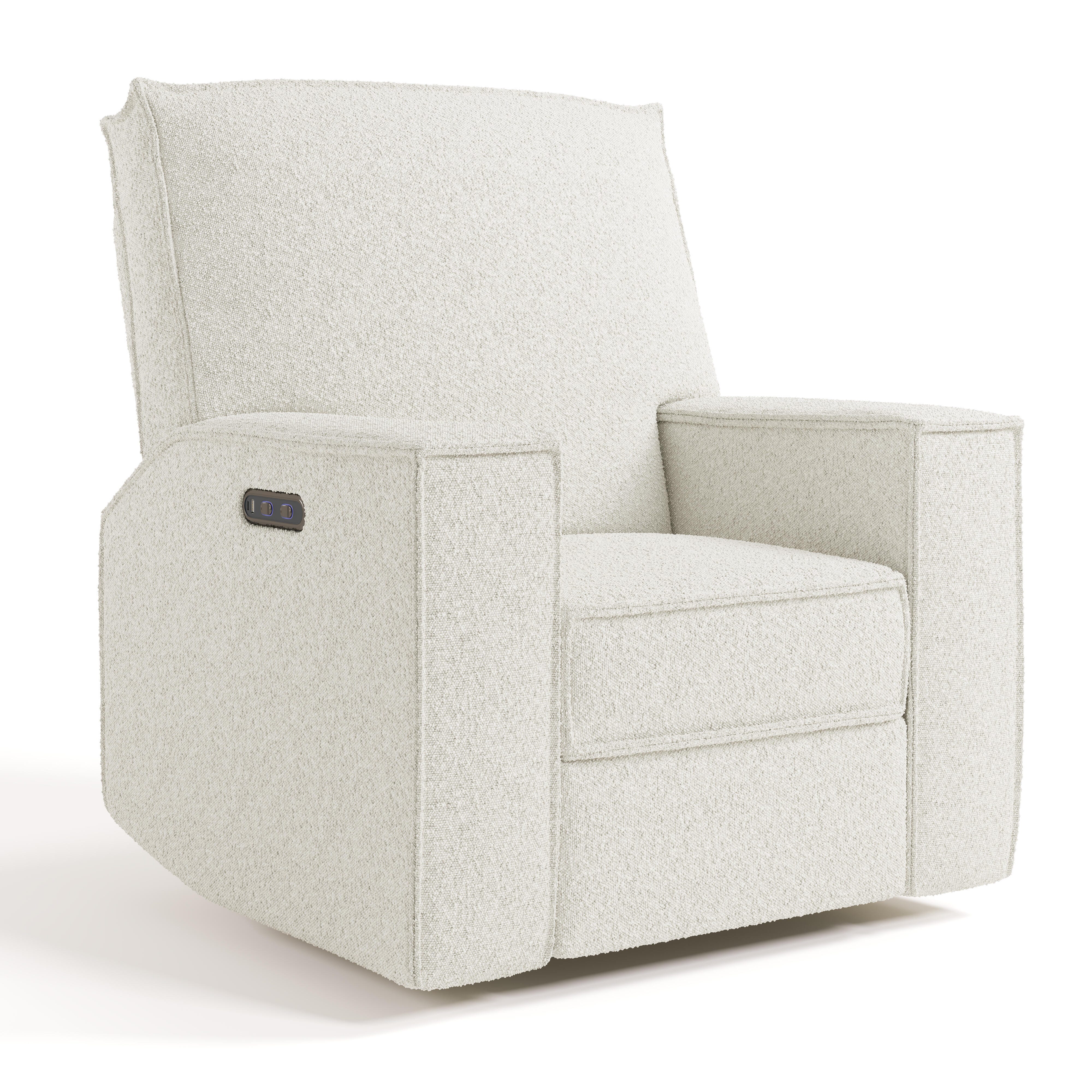 Storkcraft Texas Power Swivel Glider Recliner, Ivory, large
