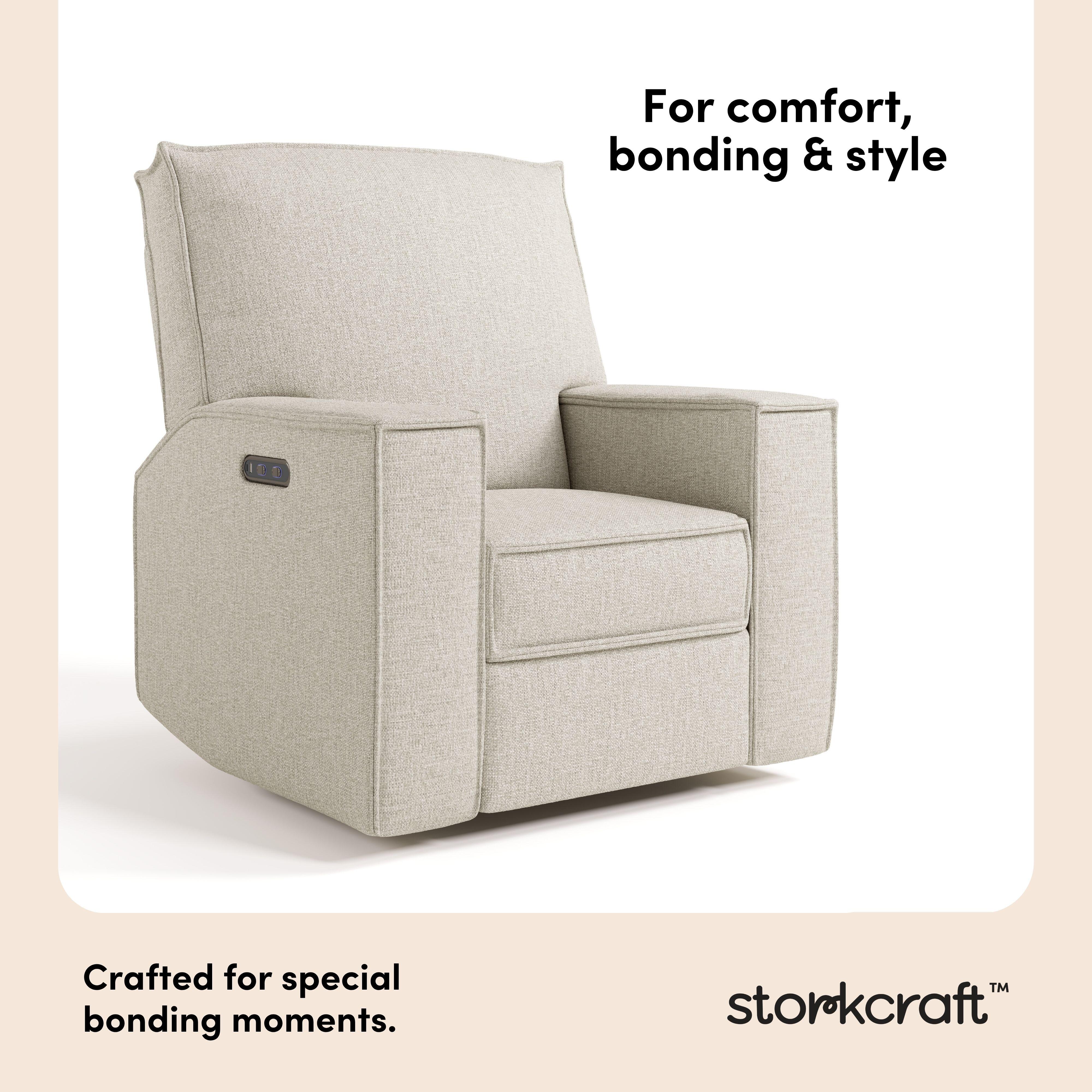 Storkcraft Texas Power Swivel Glider Recliner, Dune, large