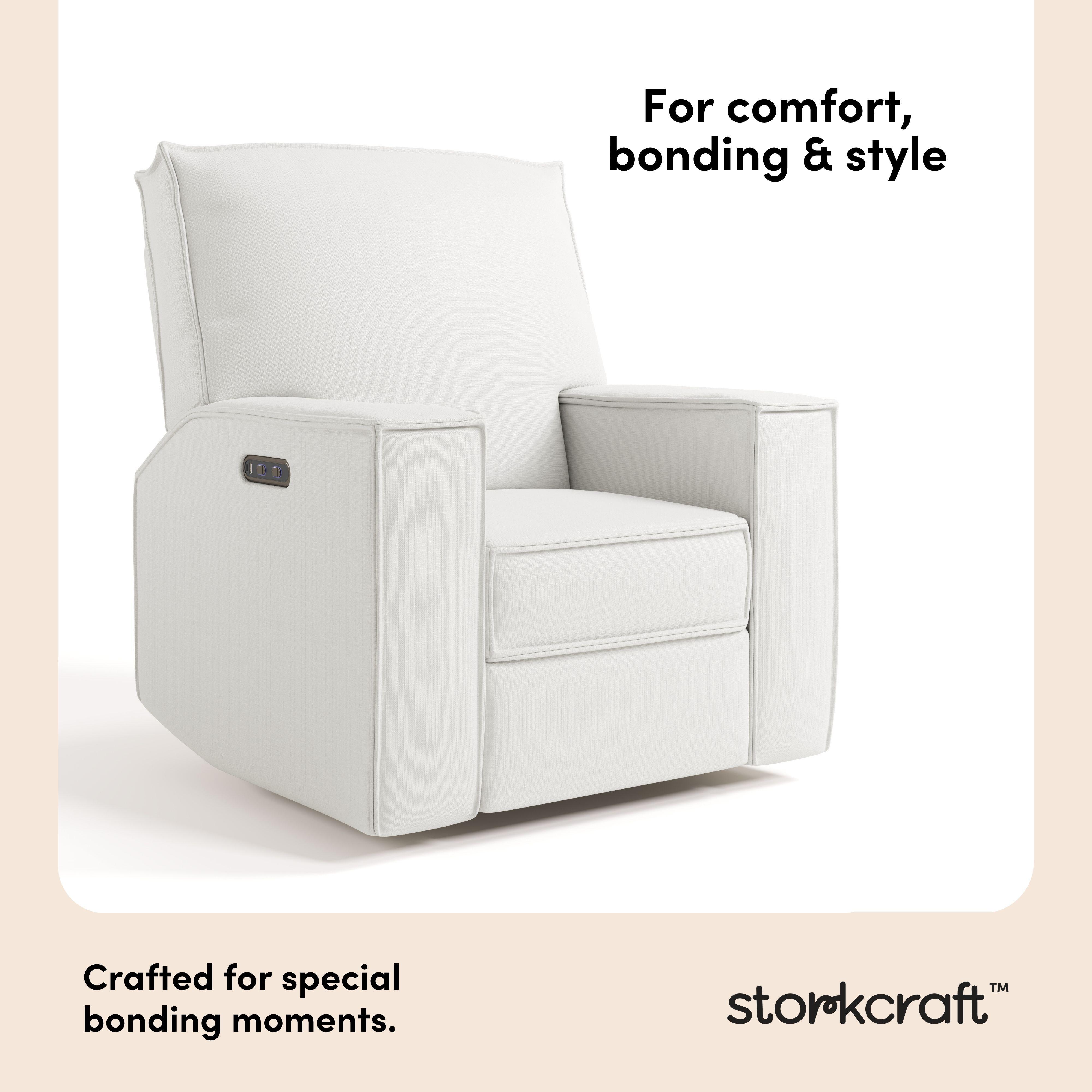 Storkcraft Texas Power Swivel Glider Recliner, Cream, large