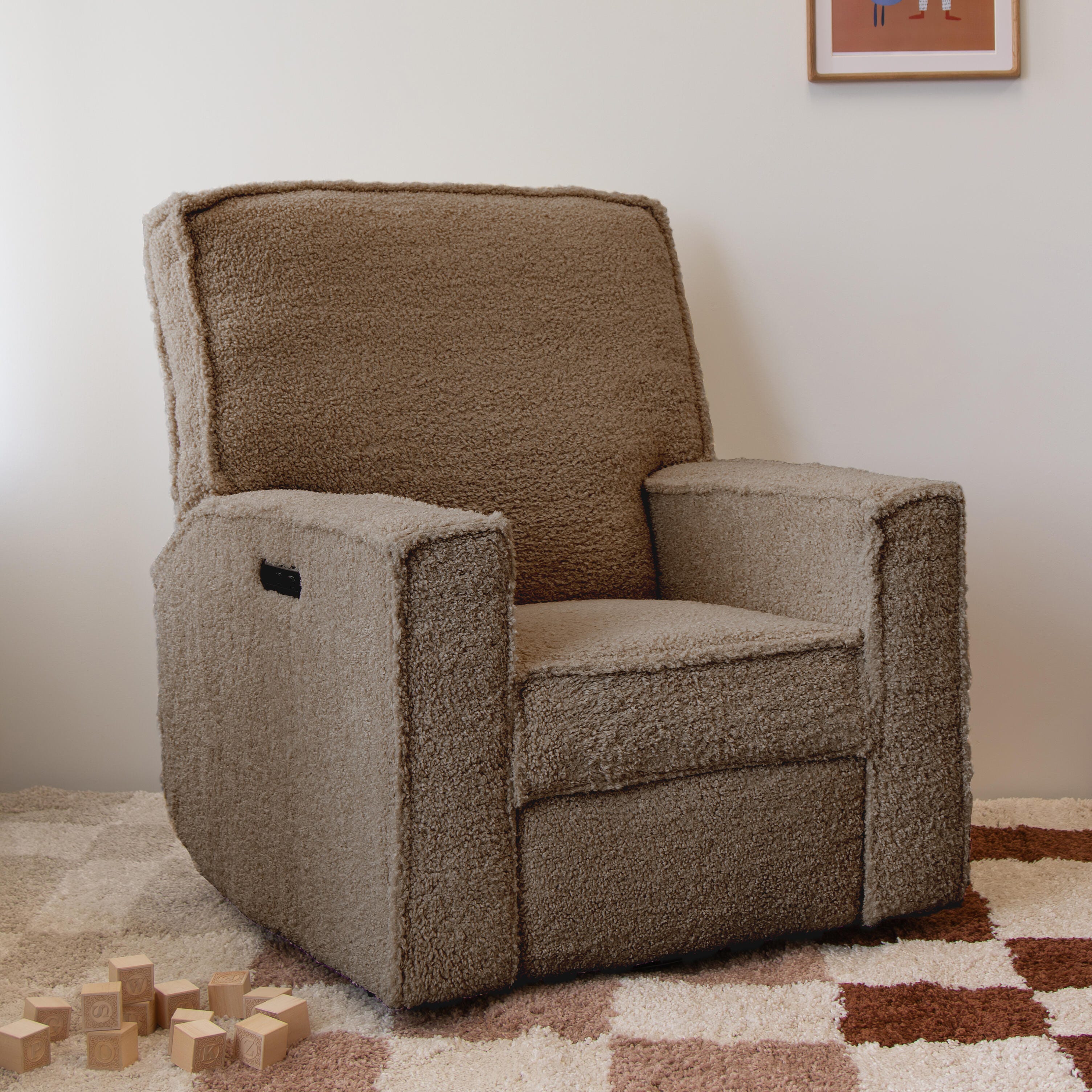 Storkcraft Texas Solid Power Swivel Glider Recliner, Brown Sugar, large