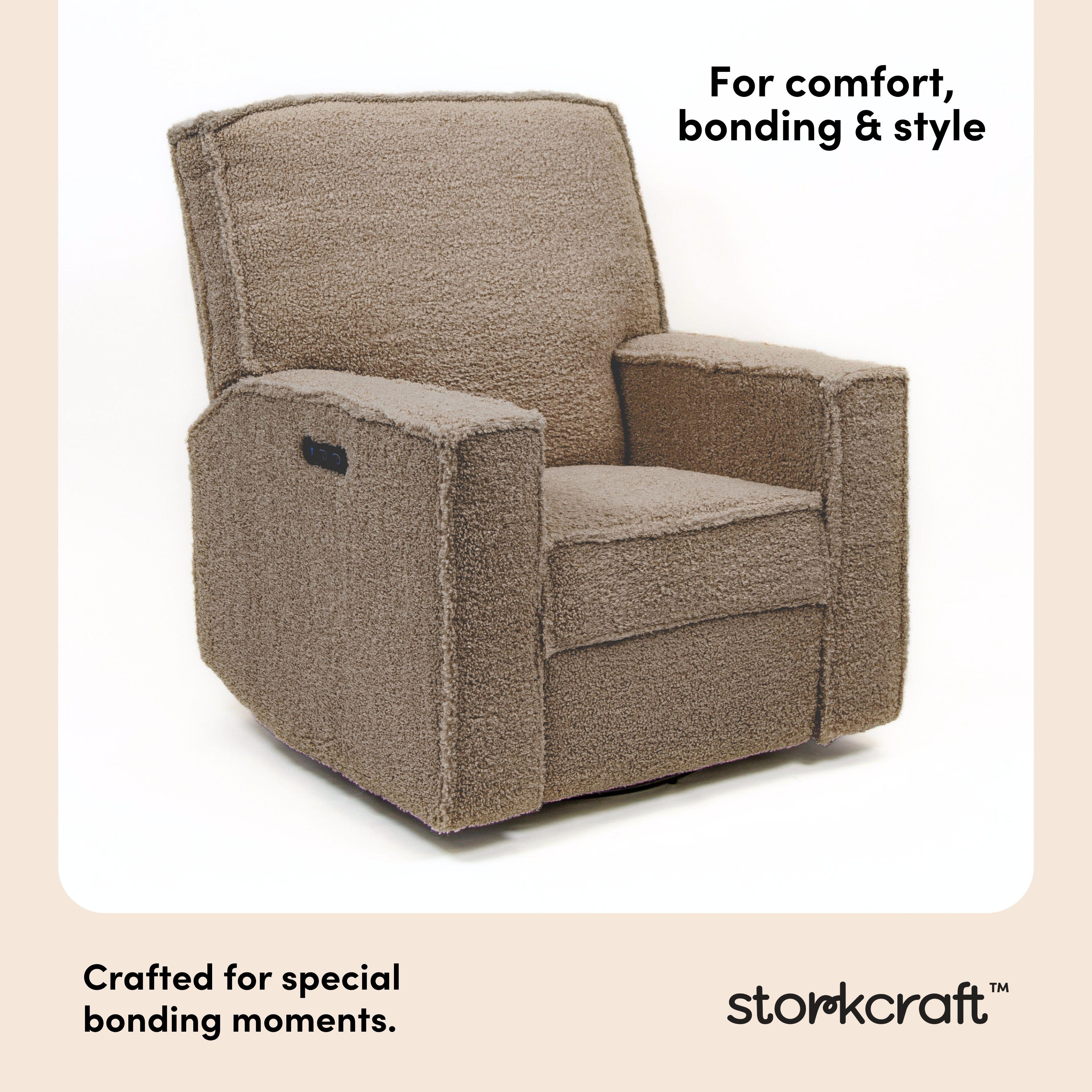 Storkcraft Texas Solid Power Swivel Glider Recliner, Brown Sugar, large