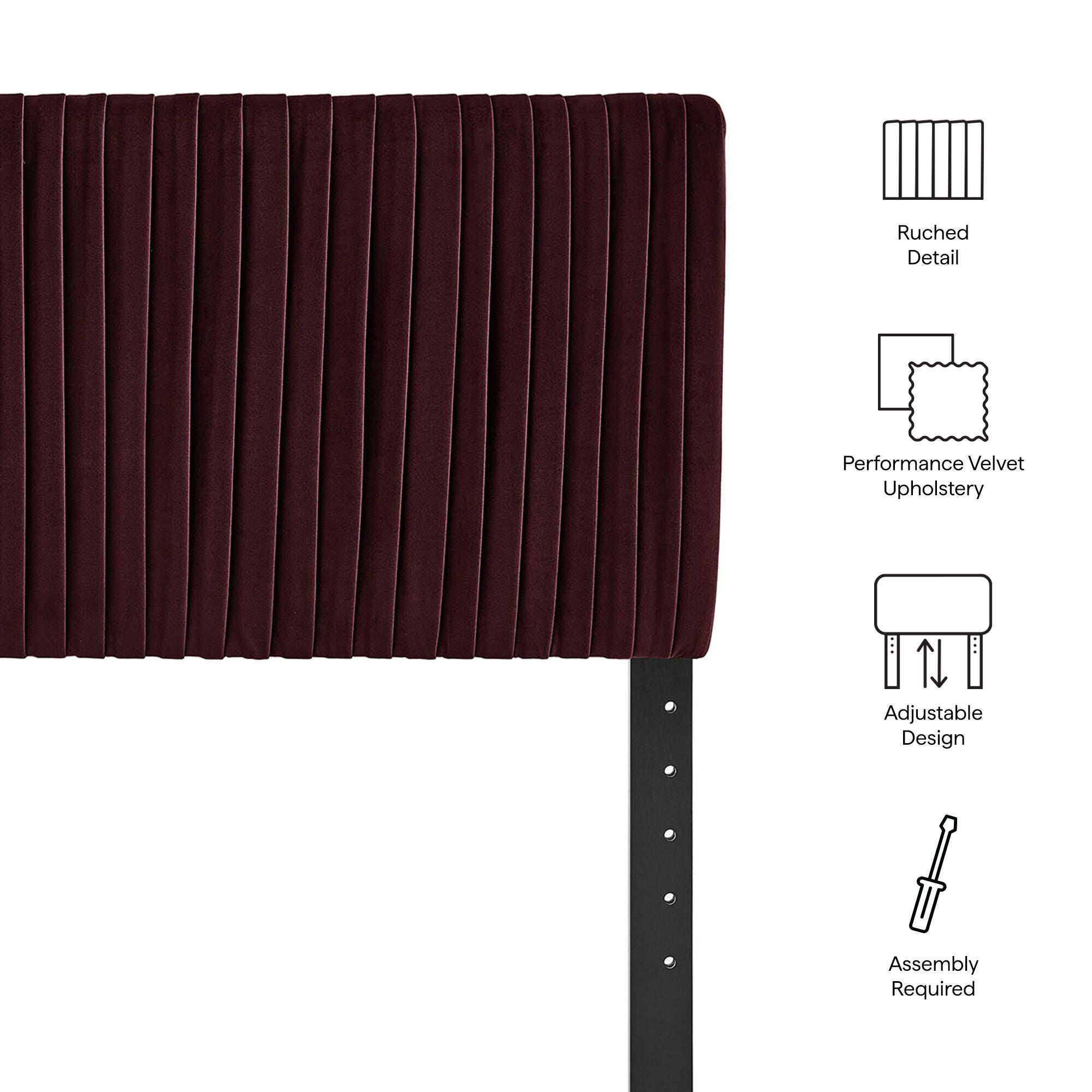 Modway Eloise Ruched Full Headboard, Mulberry, large