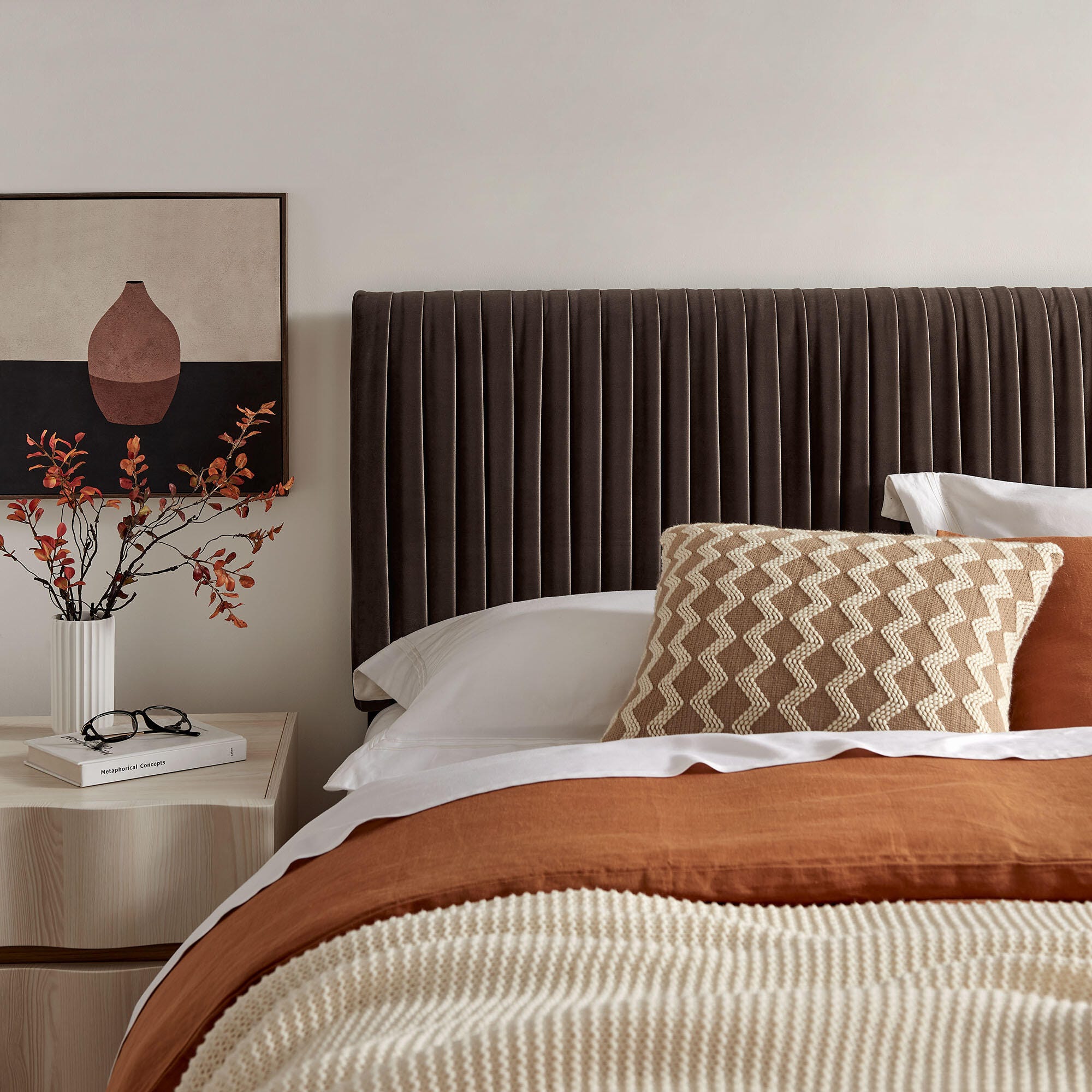 Modway Eloise Ruched Full Headboard, Chocolate Brown, large