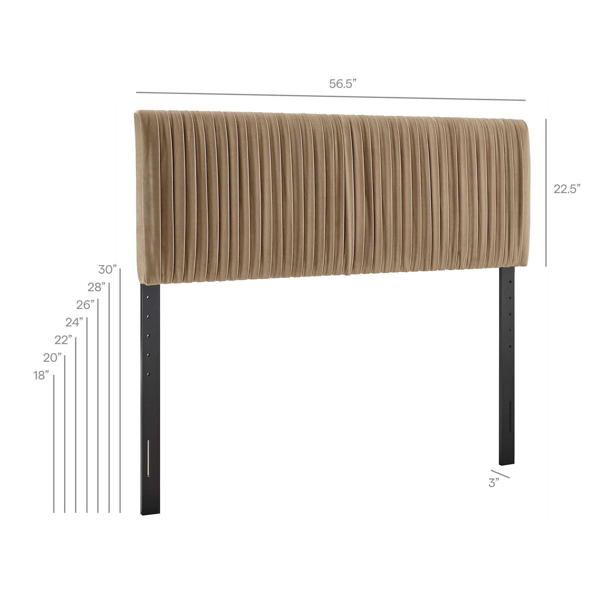 Modway Eloise Ruched Full Headboard, Taupe, large