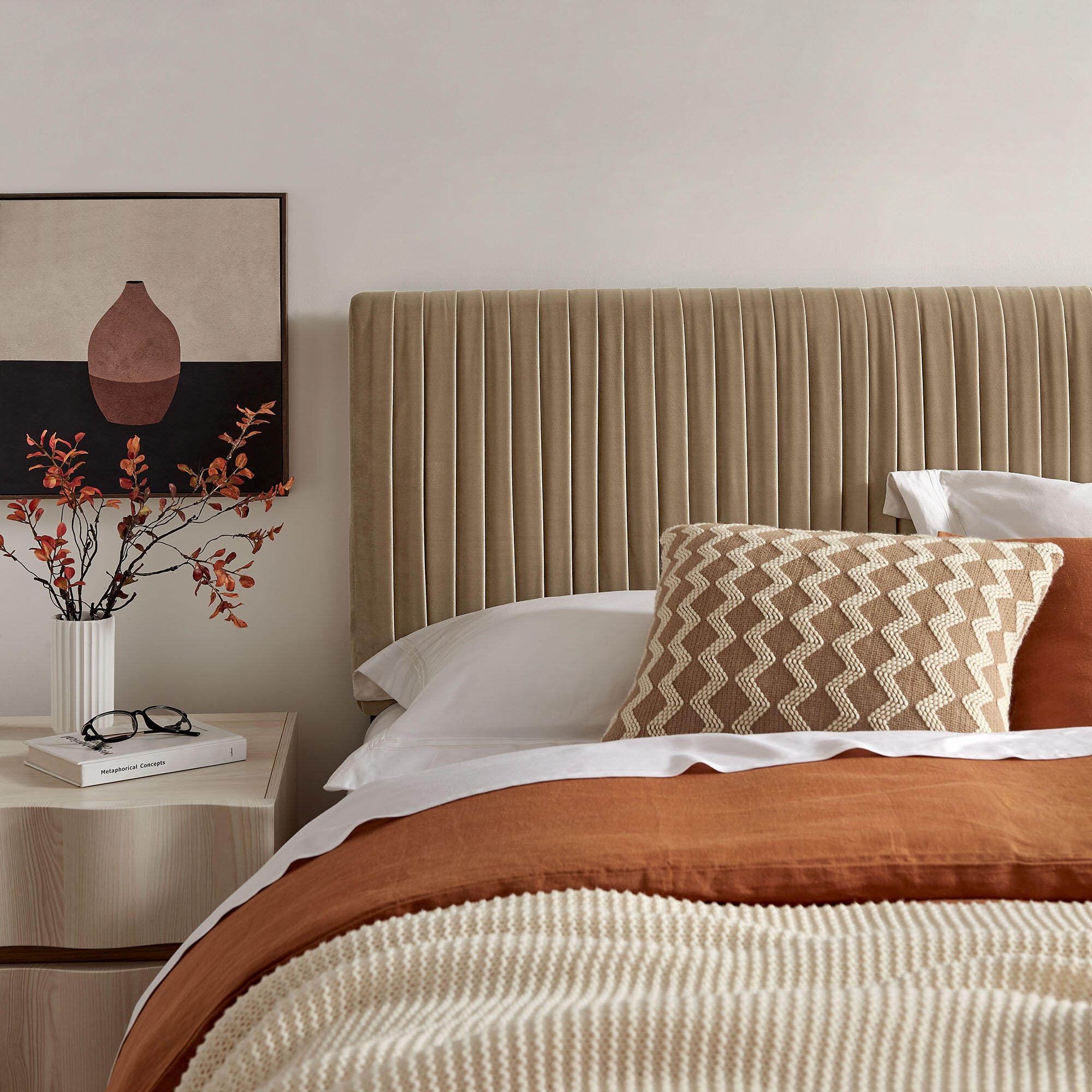 Modway Eloise Ruched Full Headboard, Taupe, large