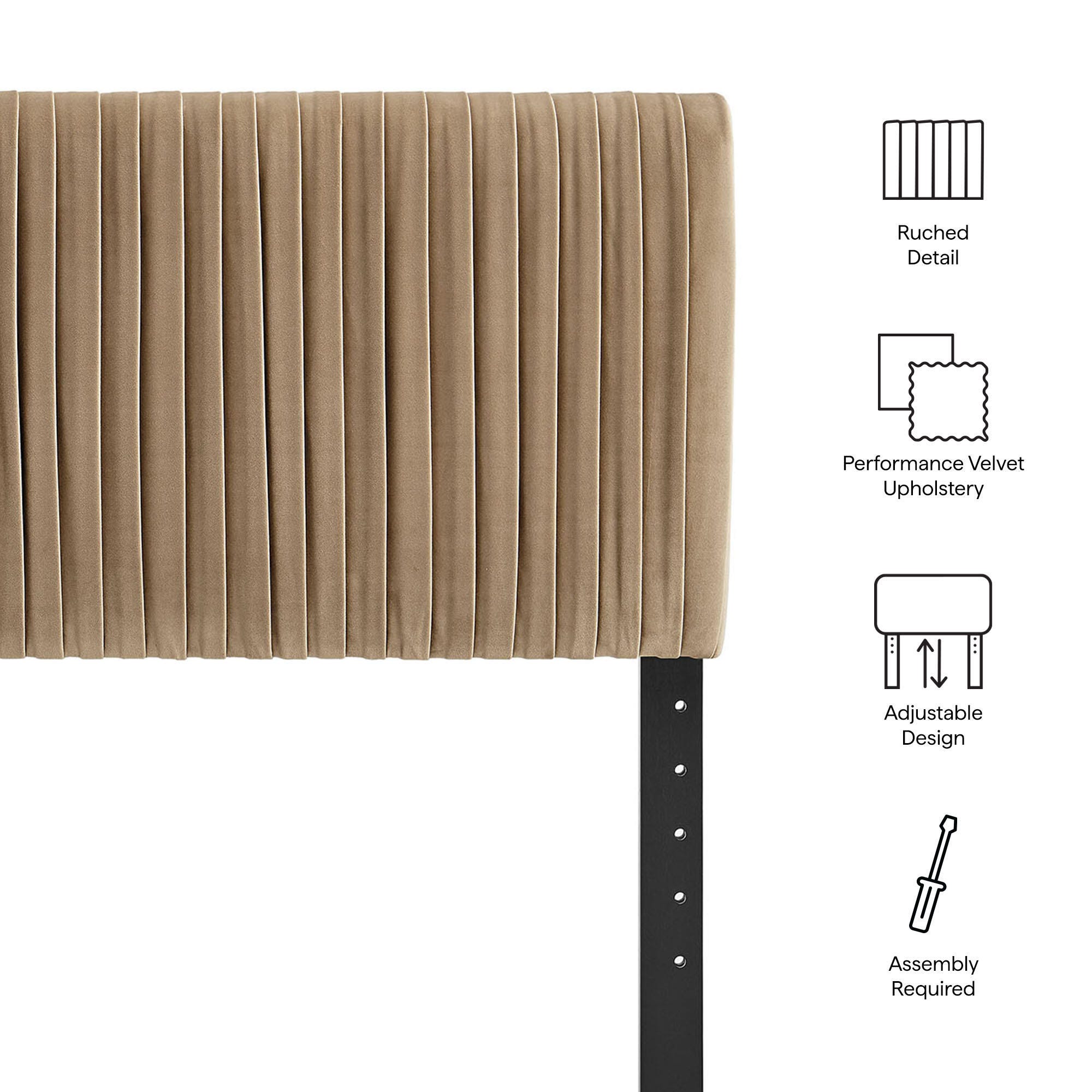 Modway Eloise Ruched King Headboard, Taupe, large