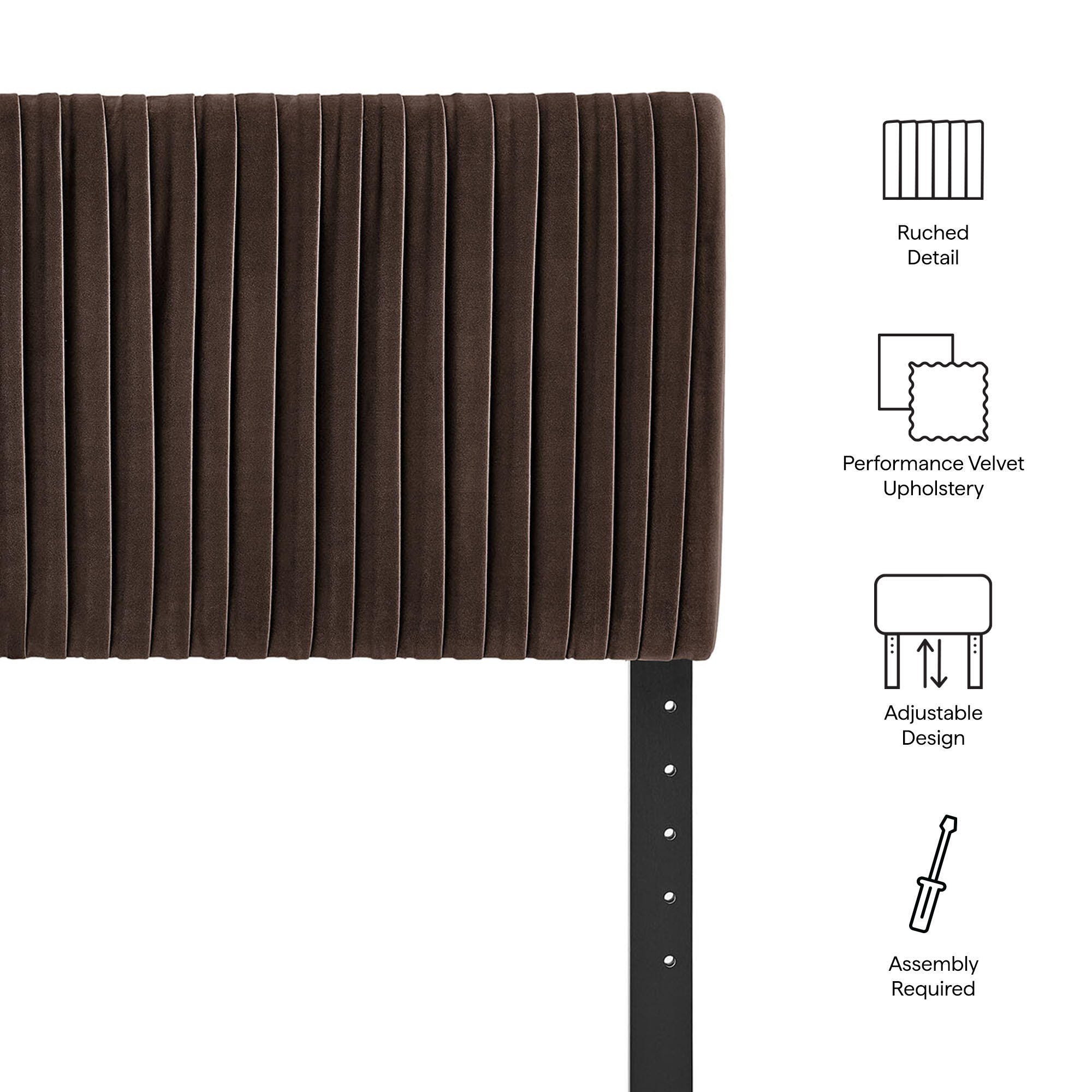 Modway Eloise Ruched King Headboard, Chocolate Brown, large