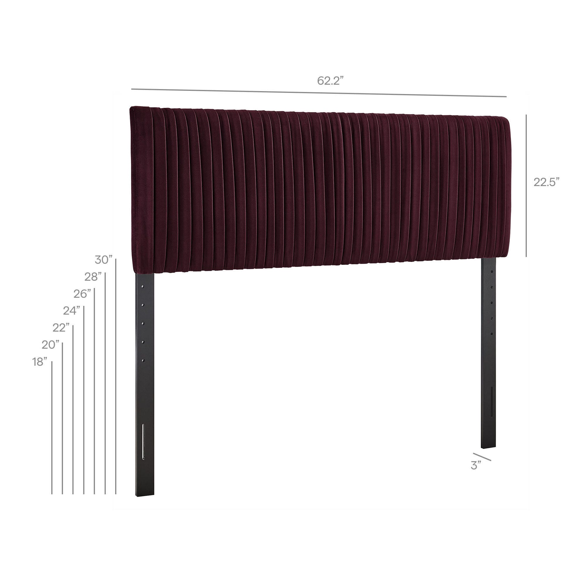 Modway Eloise Ruched Queen Headboard, Mulberry, large