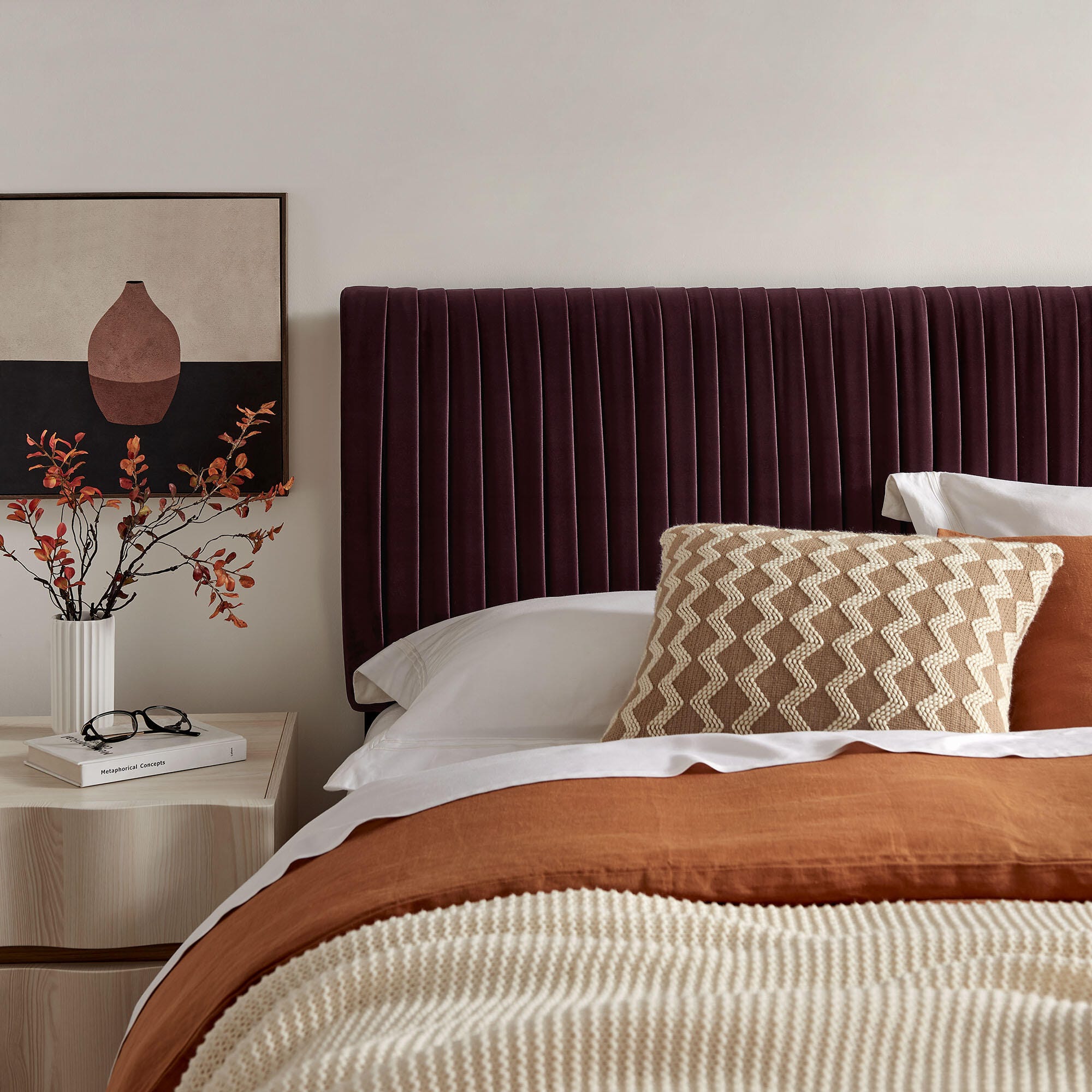 Modway Eloise Ruched Queen Headboard, Mulberry, large