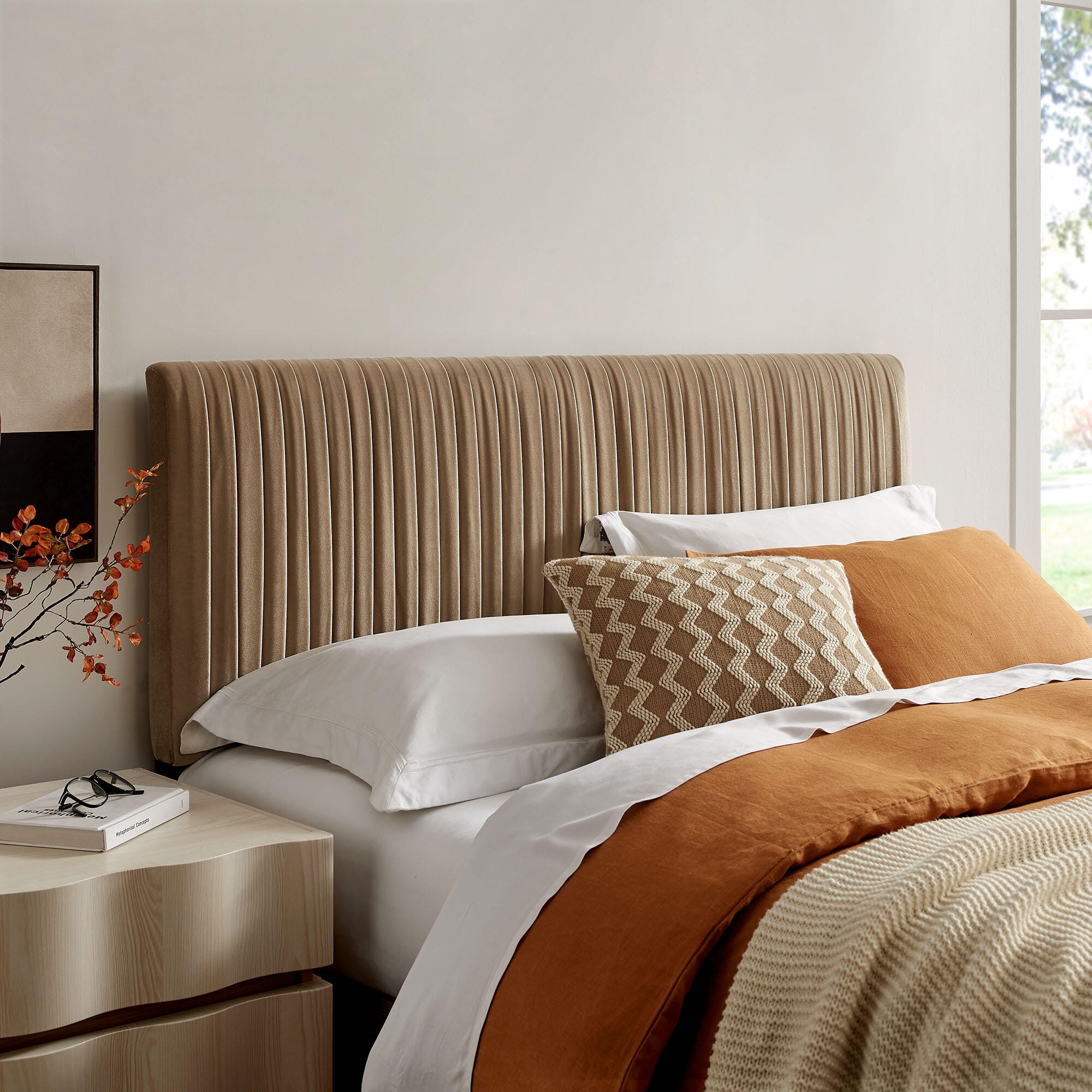 Modway Eloise Ruched Queen Headboard, Taupe, large