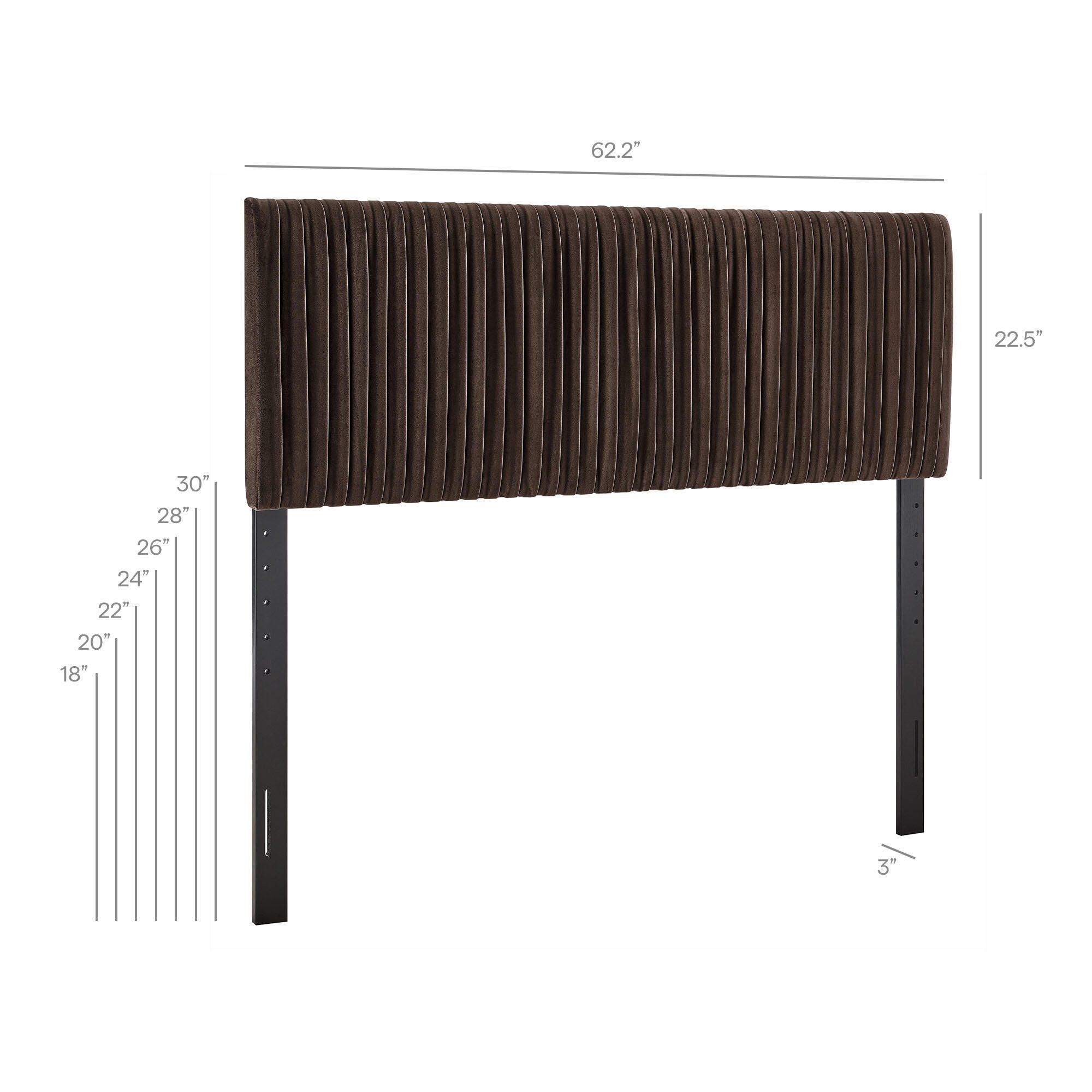 Modway Eloise Ruched Queen Headboard, Chocolate Brown, large
