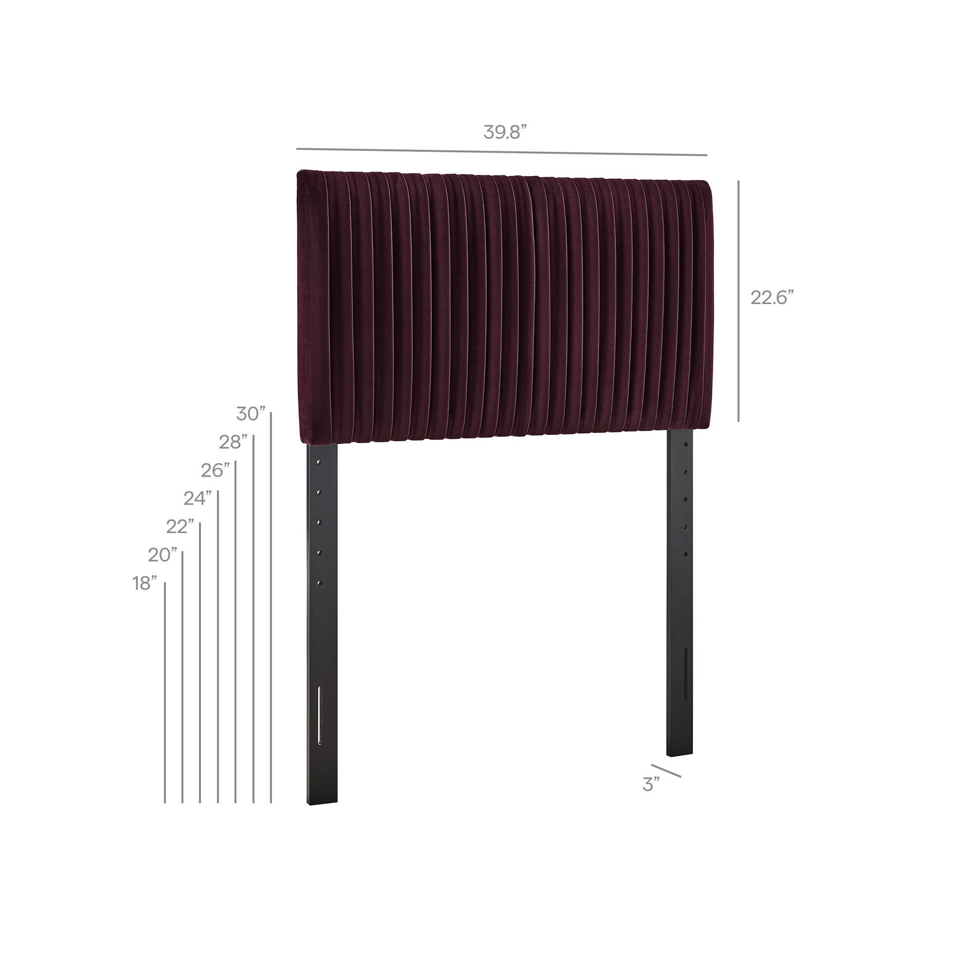 Modway Eloise Ruched Twin Headboard, Mulberry, large
