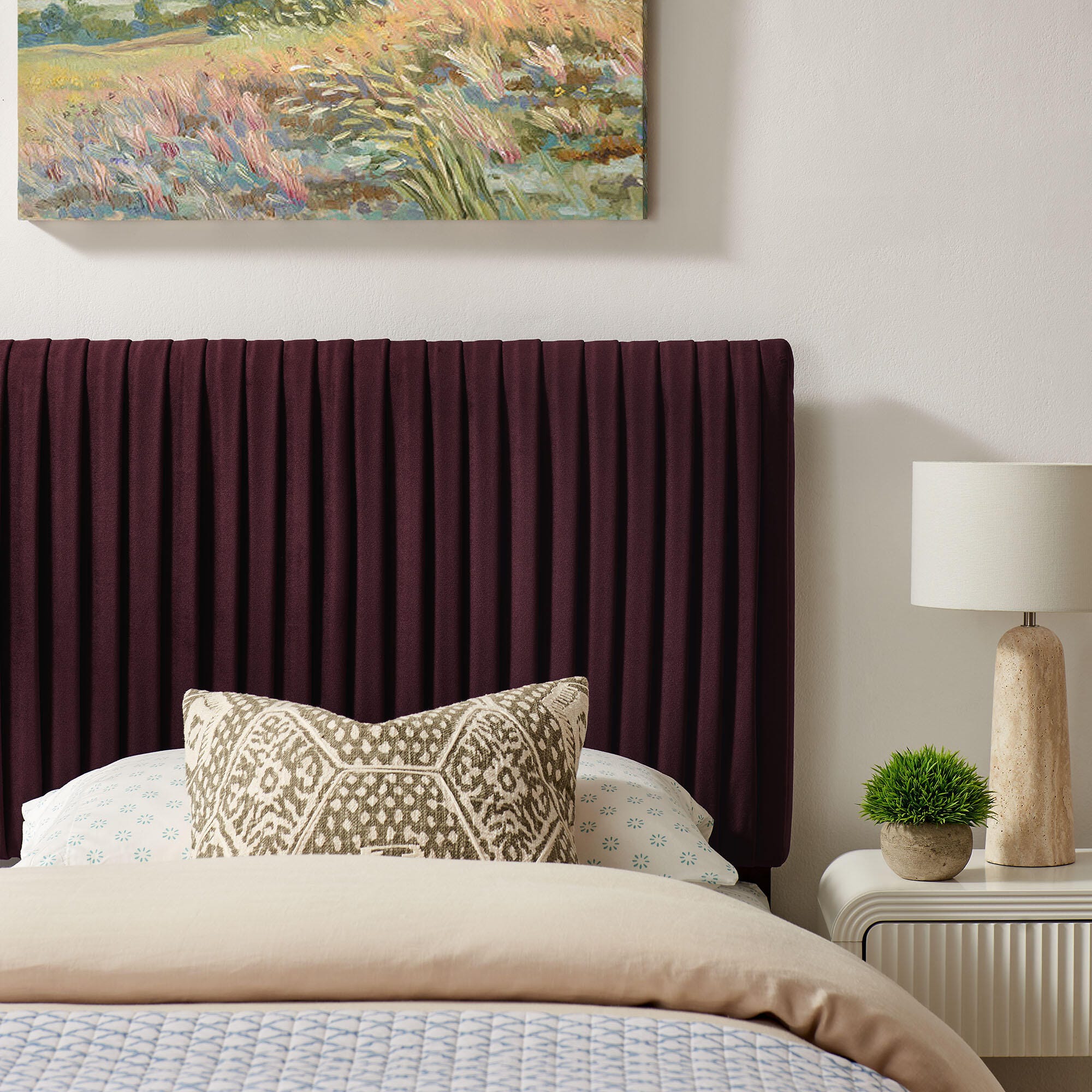 Modway Eloise Ruched Twin Headboard, Mulberry, large