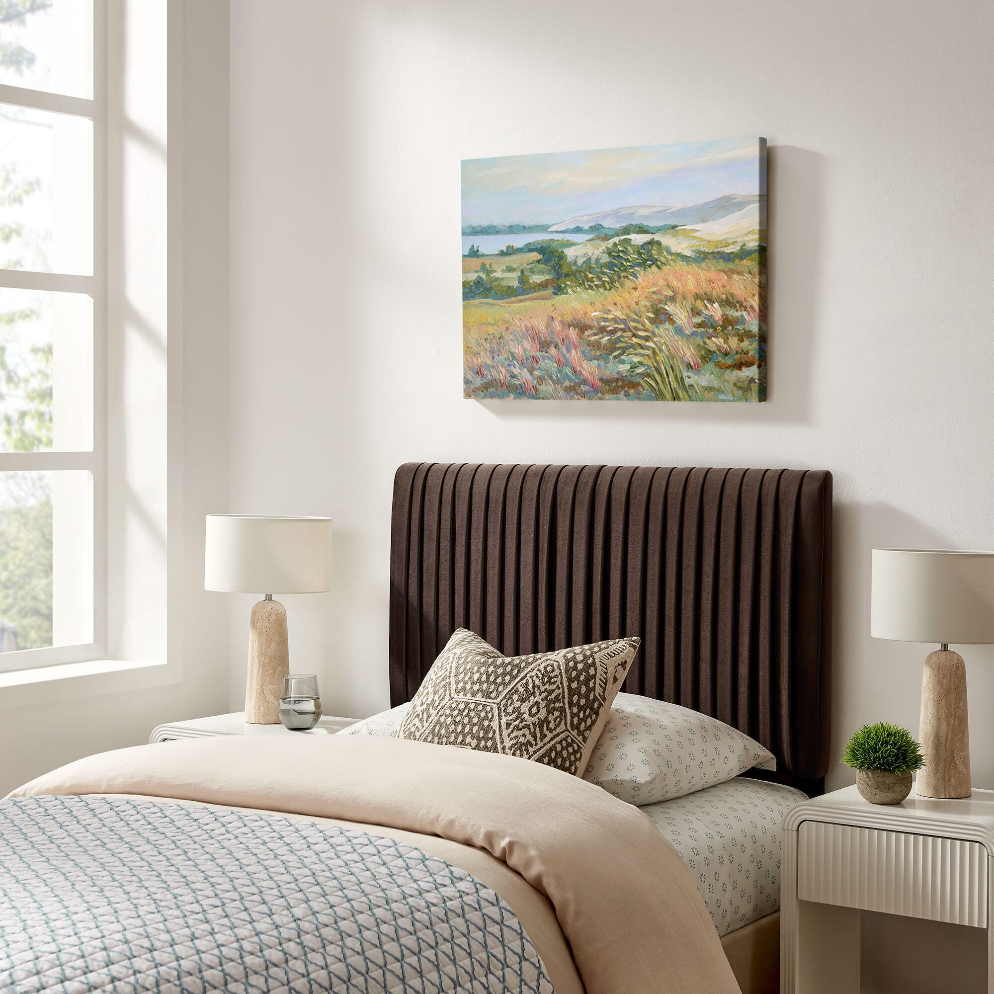 Modway Eloise Ruched Twin Headboard, Chocolate Brown, rollover