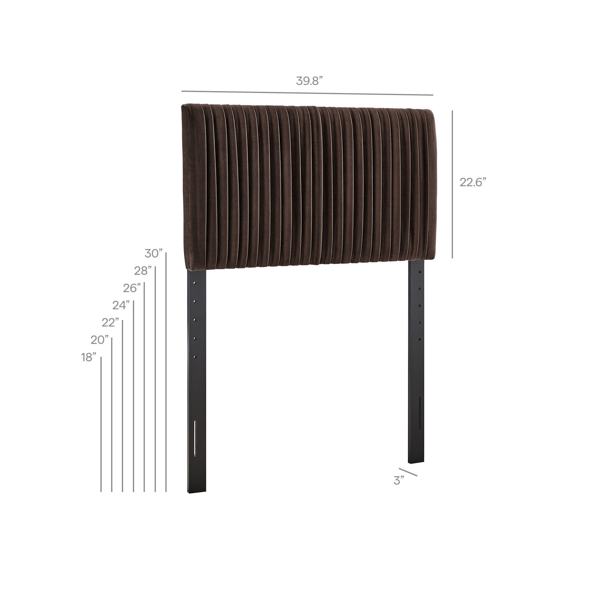 Modway Eloise Ruched Twin Headboard, Chocolate Brown, large