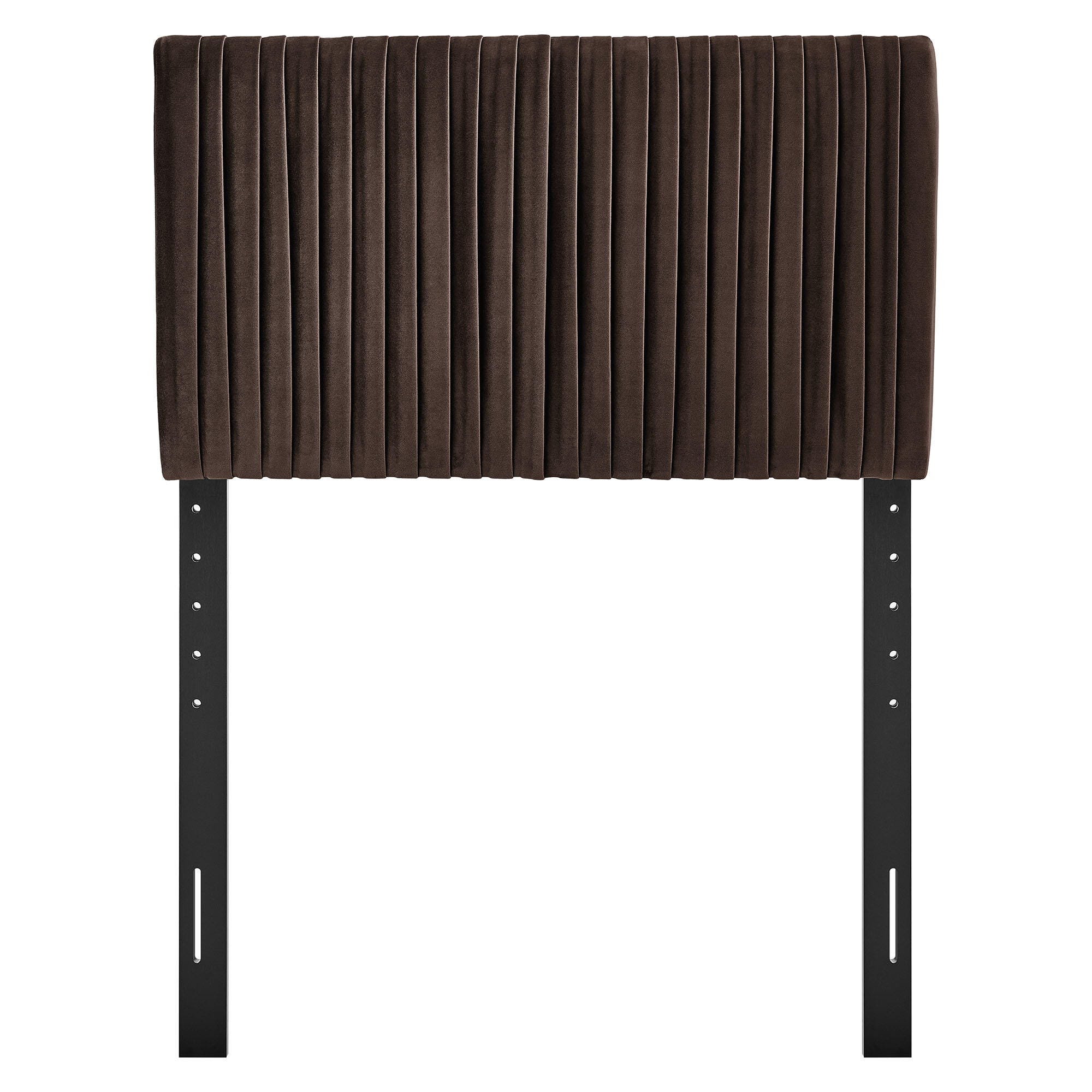 Modway Eloise Ruched Twin Headboard, Chocolate Brown, large