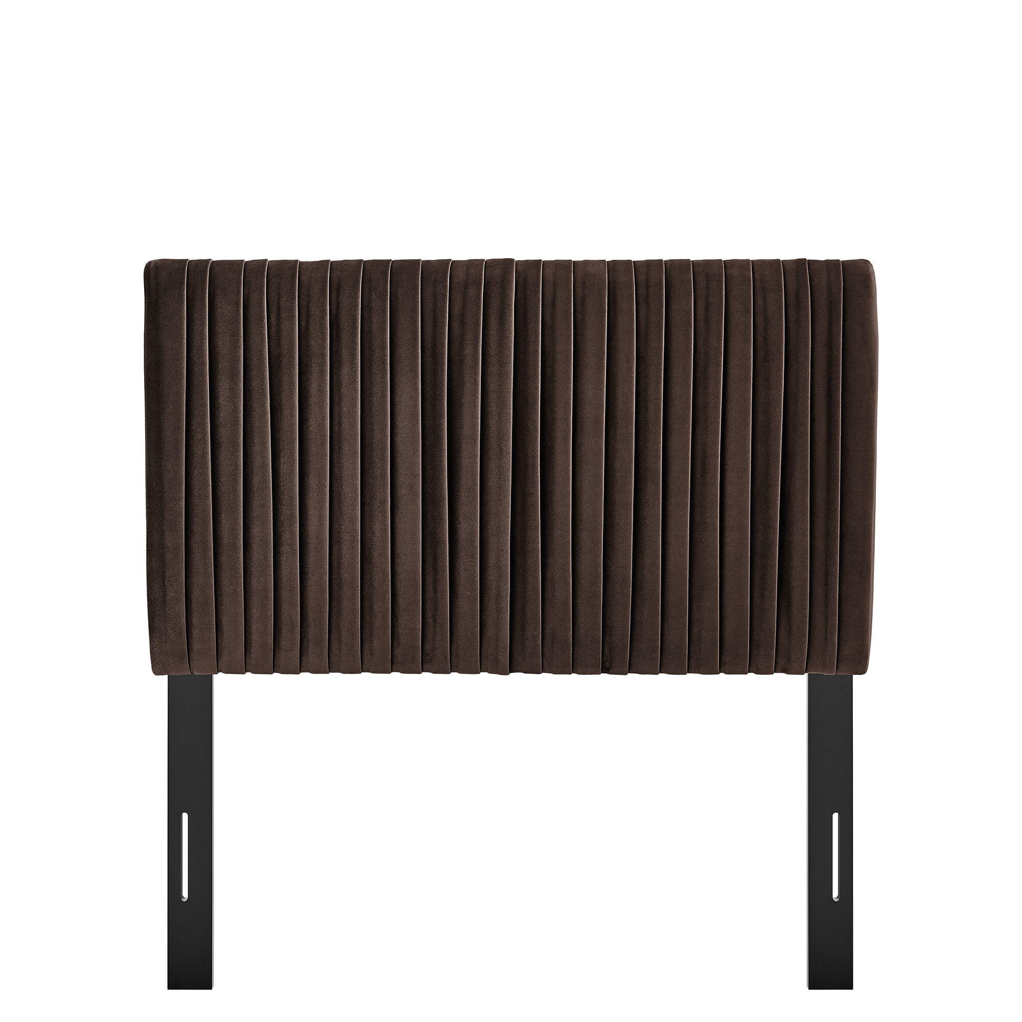 Modway Eloise Ruched Twin Headboard, Chocolate Brown, large