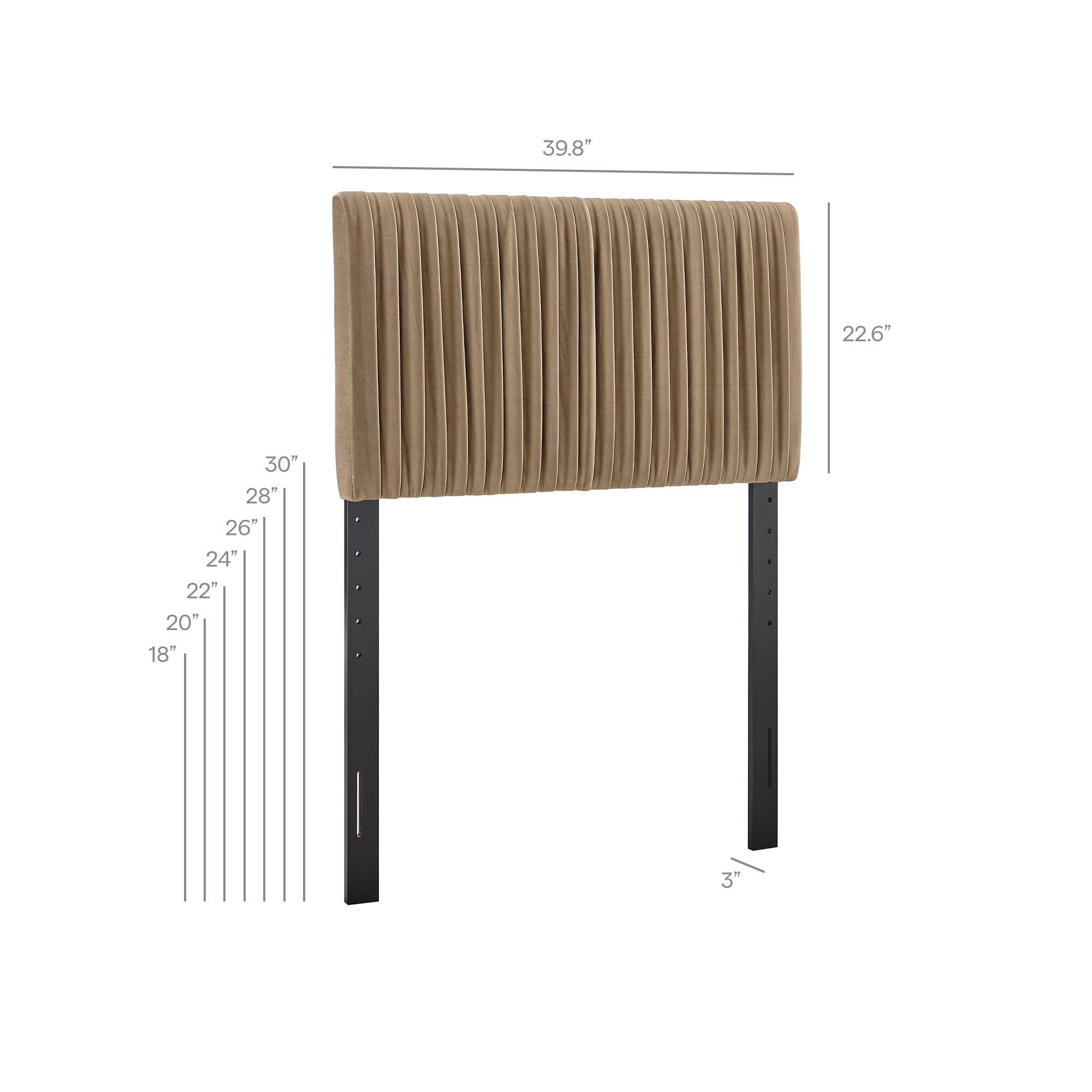 Modway Eloise Ruched Twin Headboard, Taupe, large