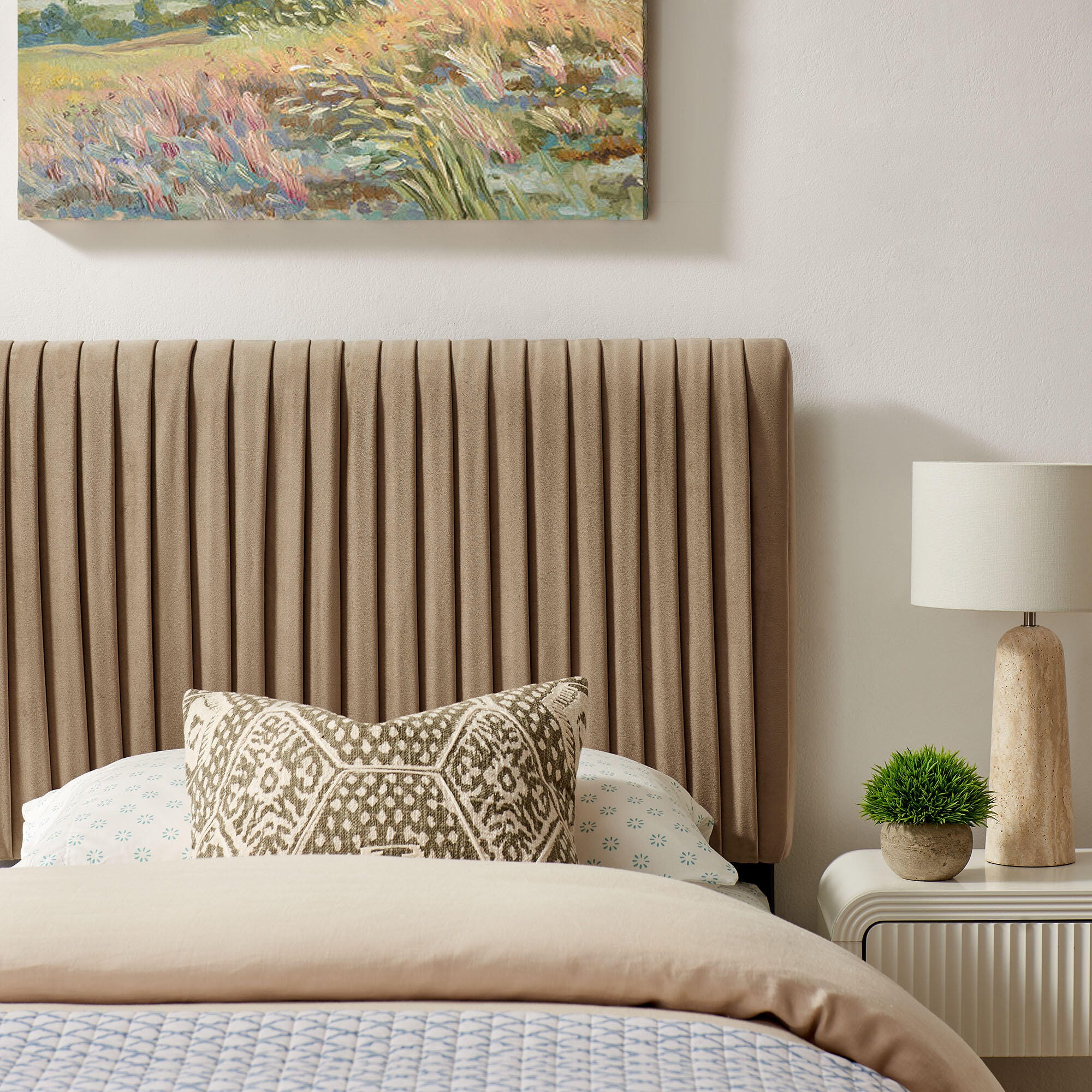 Modway Eloise Ruched Twin Headboard, Taupe, large