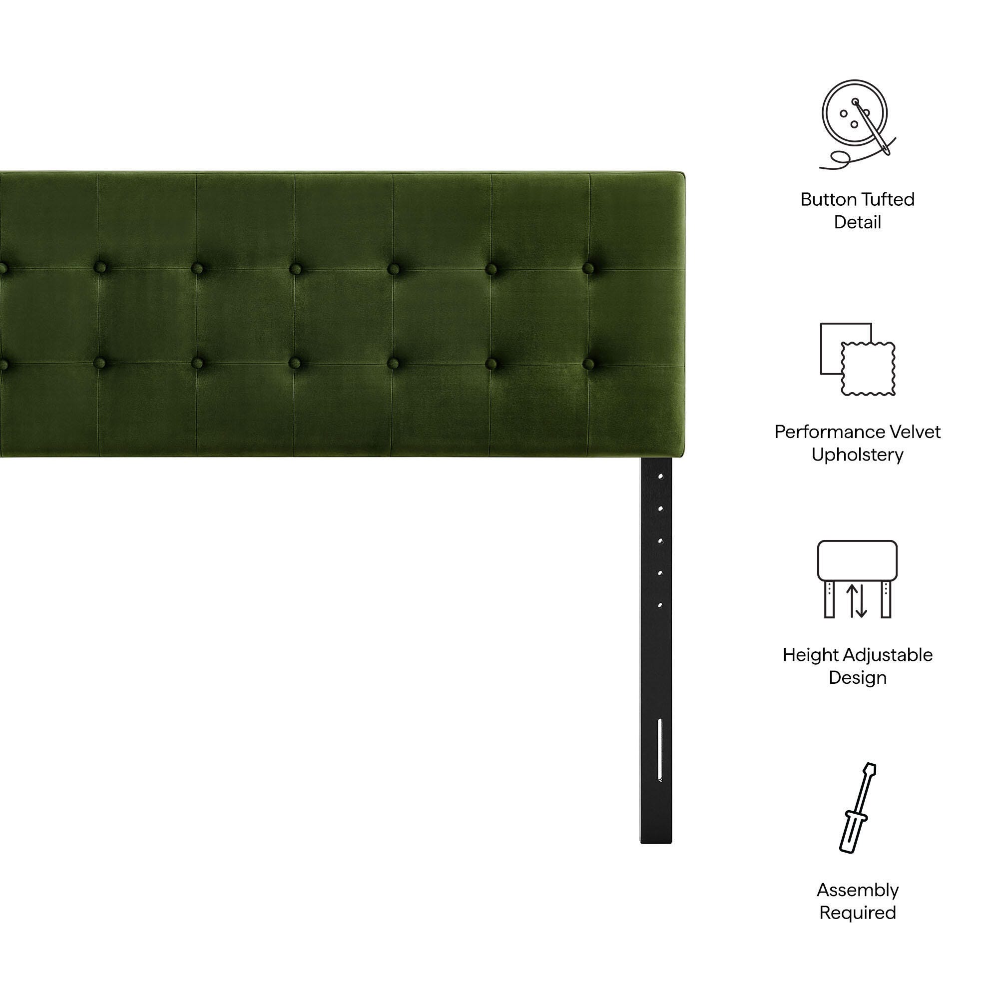 Modway Emily Tufted Full Headboard, Moss Green, large